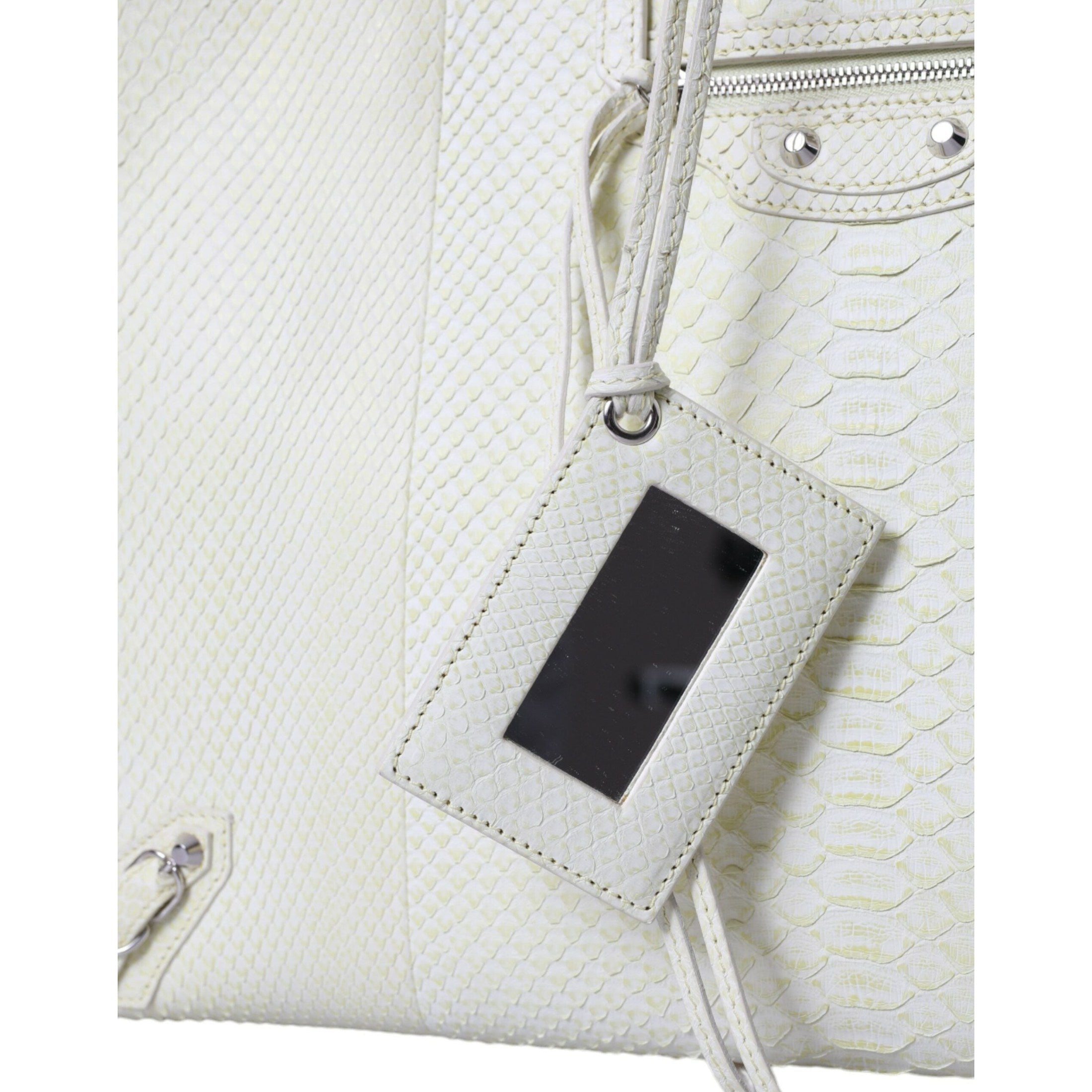 Chic Python Leather Tote in White & Yellow