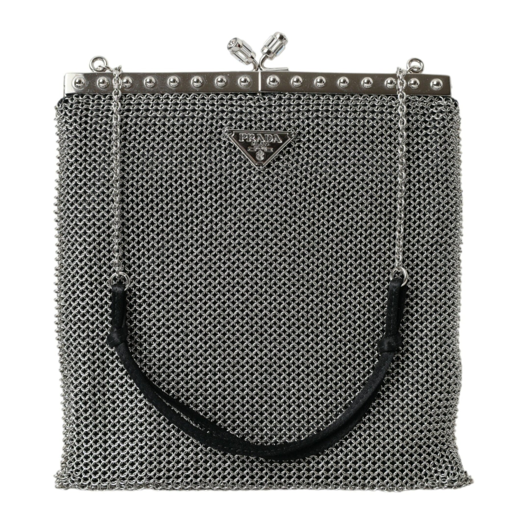 Elegant Silver Mesh Shoulder Evening Bag