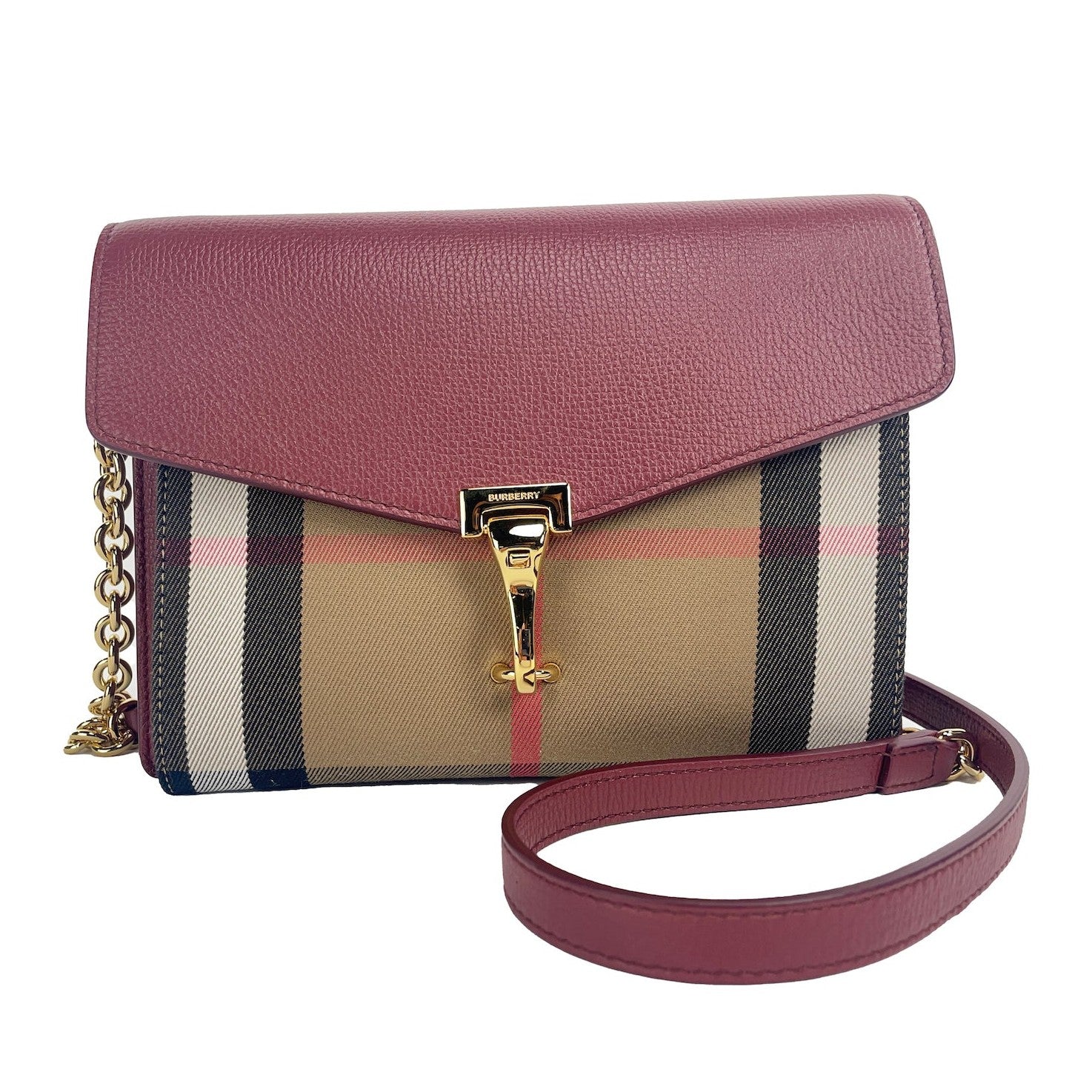 Macken Small Crimson House Check Leather Crossbody Bag