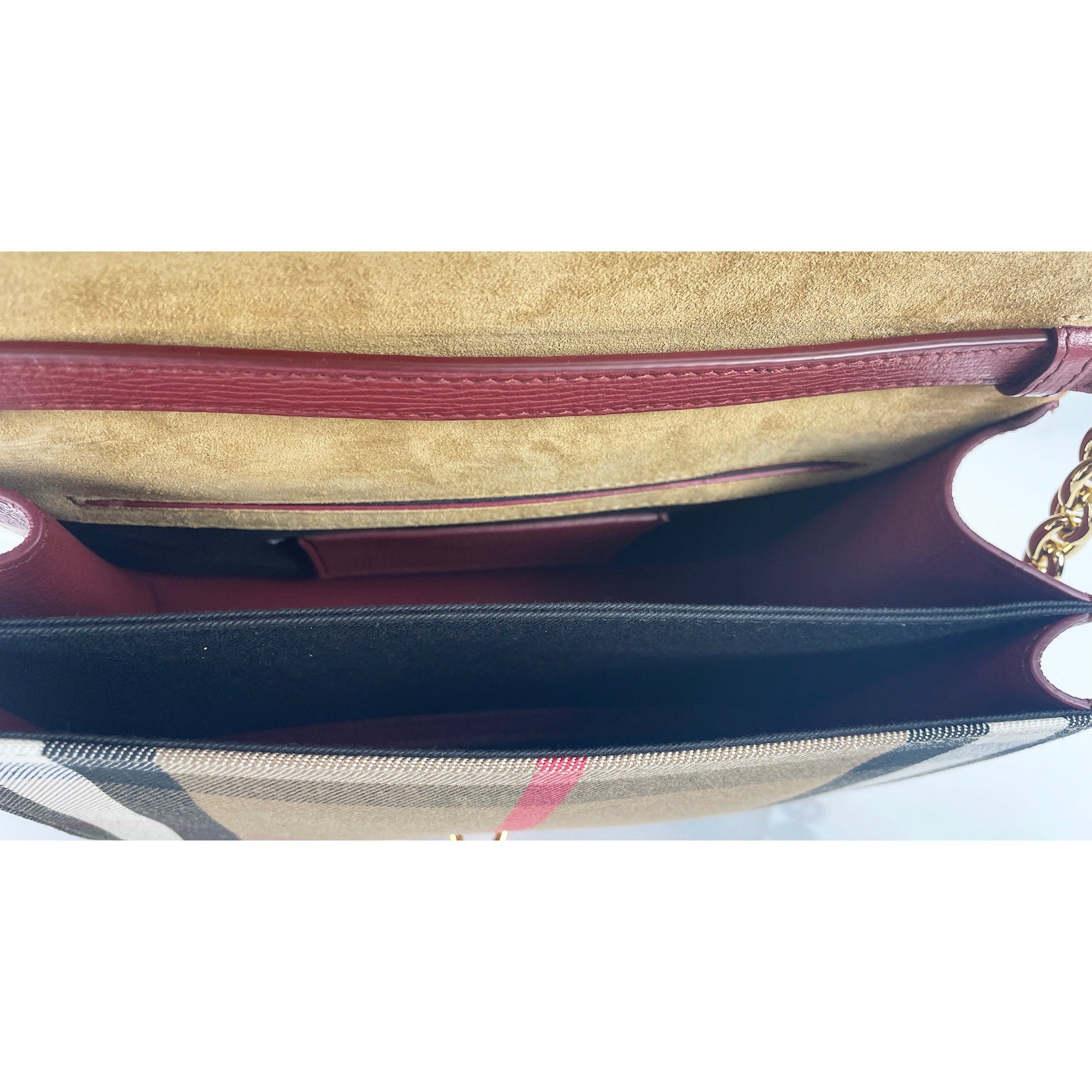 Macken Small Crimson House Check Leather Crossbody Bag