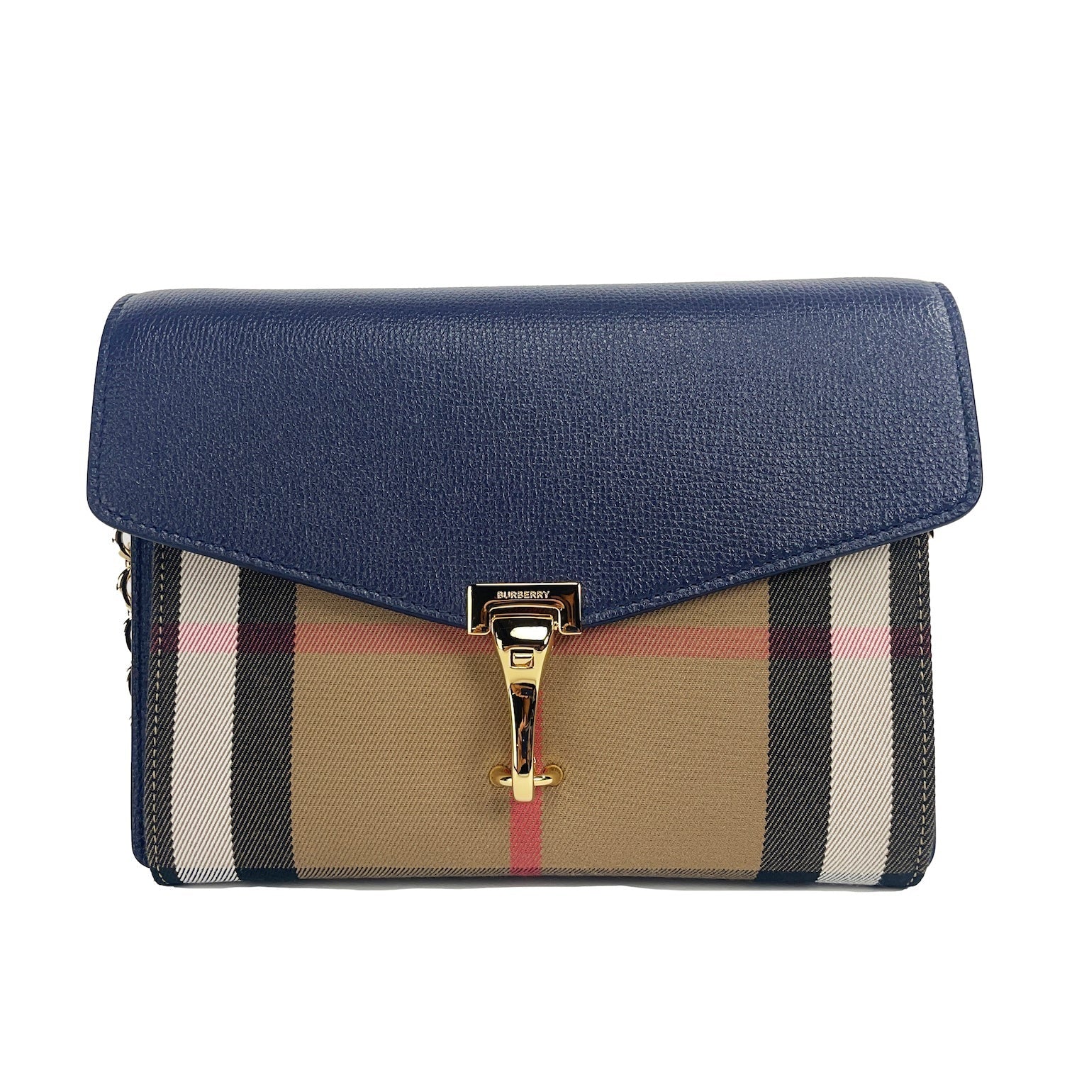 Macken Small Regency Blue House Check Leather Crossbody Bag