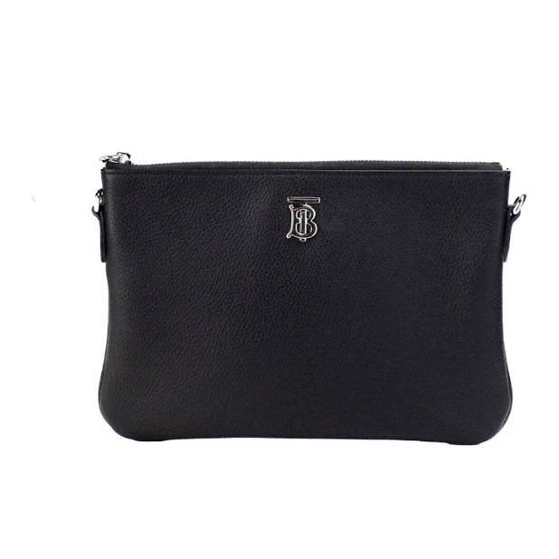 Peyton Monogram Black Leather Pouch Crossbody Bag Purse