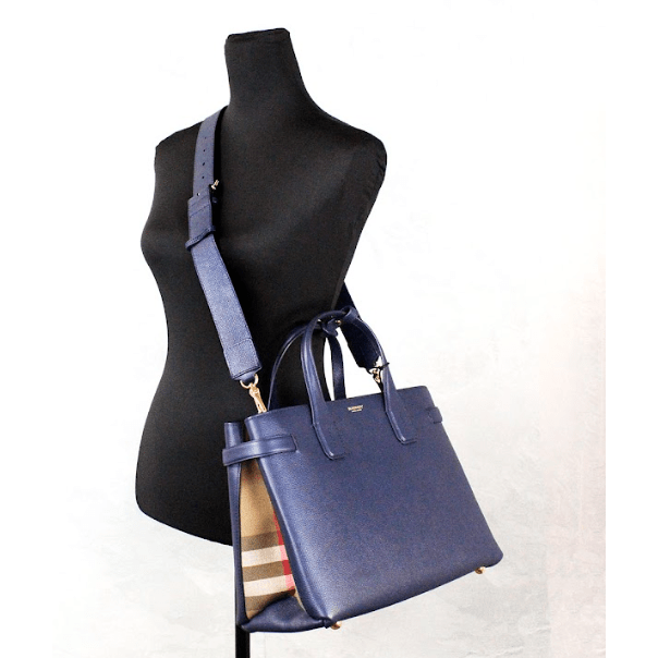 Banner Medium Regency Blue Leather Tote Crossbody Handbag Purse