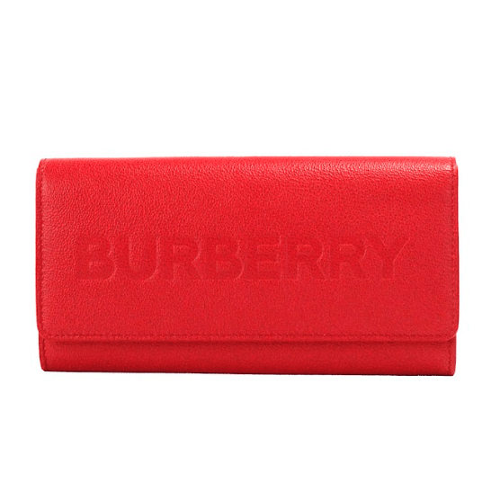 Porter Red Grained Leather Embossed Continental Clutch Flap Wallet