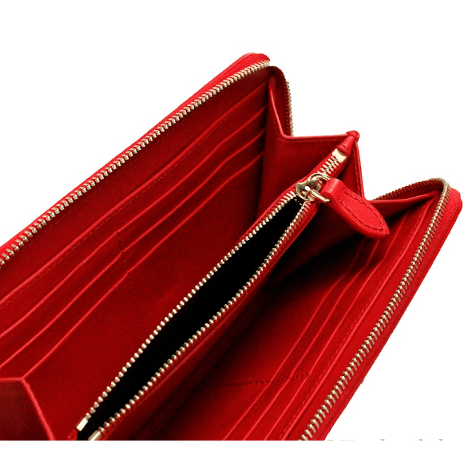 Elmore Red Embossed Logo Leather Continental Clutch Wallet