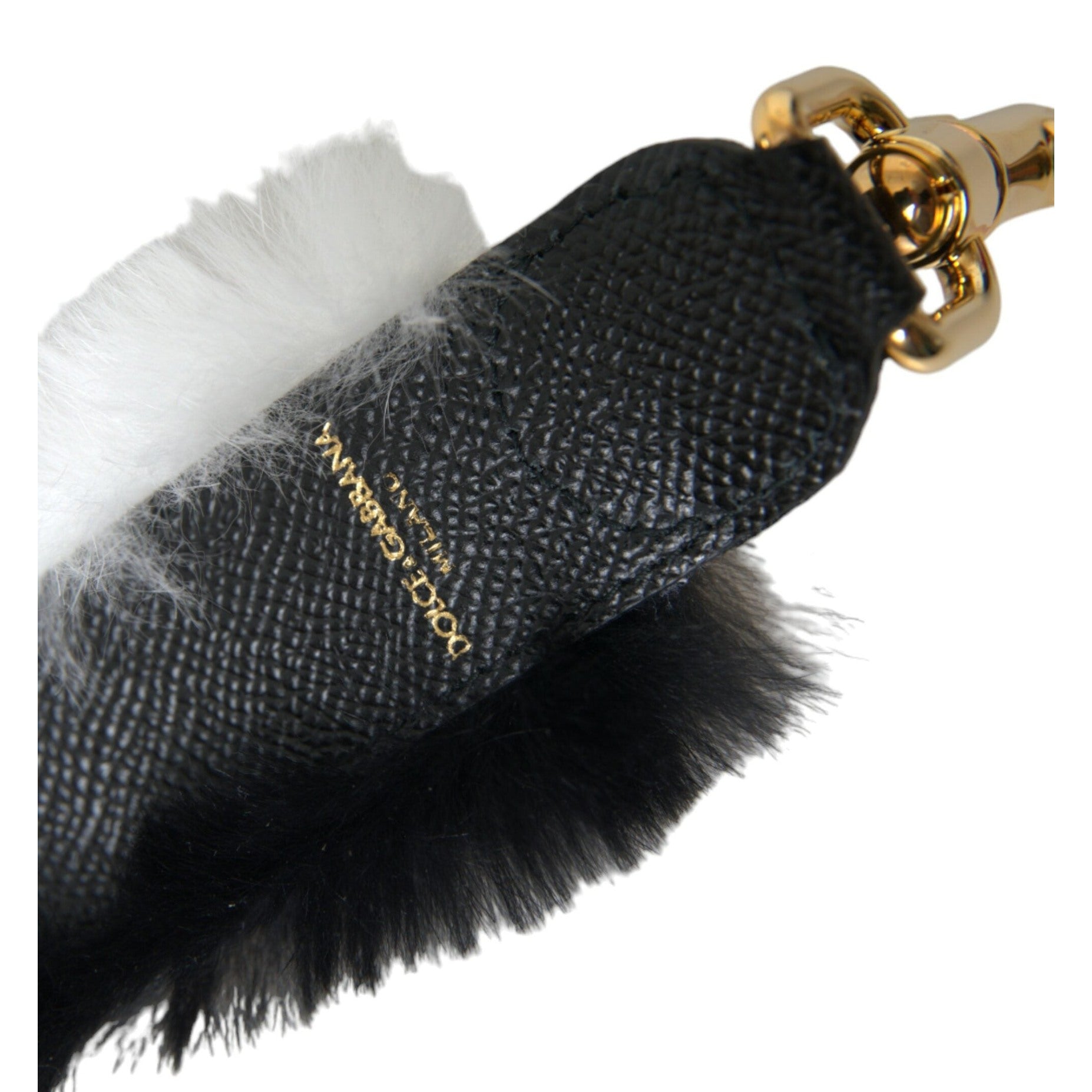 Black White Lapin Fur Accessory Shoulder Strap