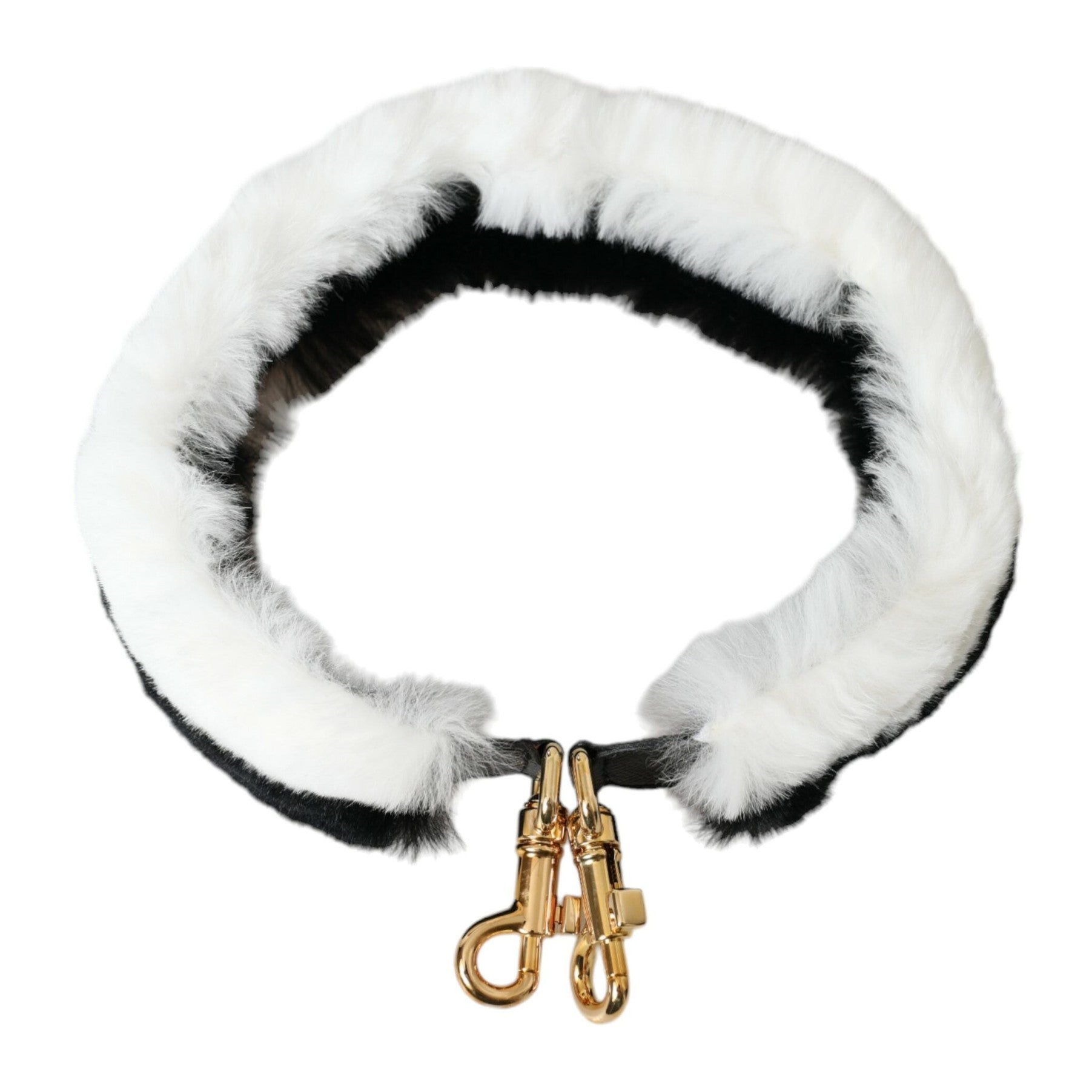 Black White Lapin Fur Accessory Shoulder Strap