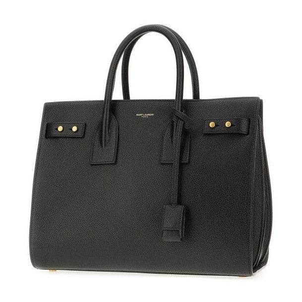 Black Calf Leather Sac De Jour Handbag