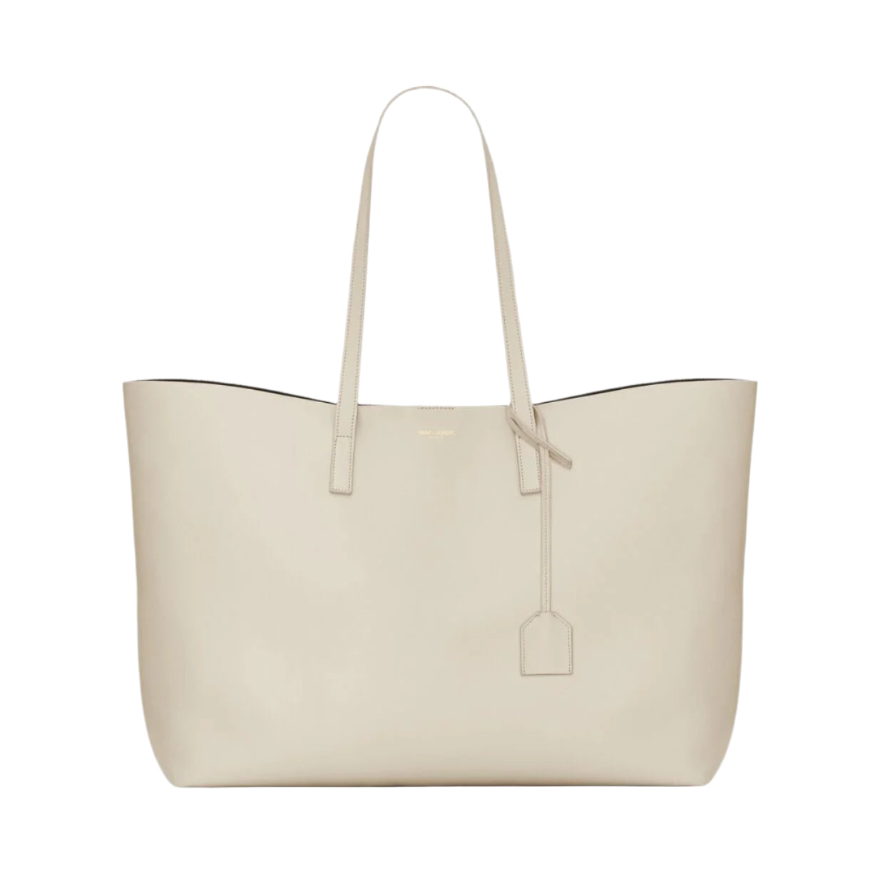 White Calf Leather Tote Shoulder Bag