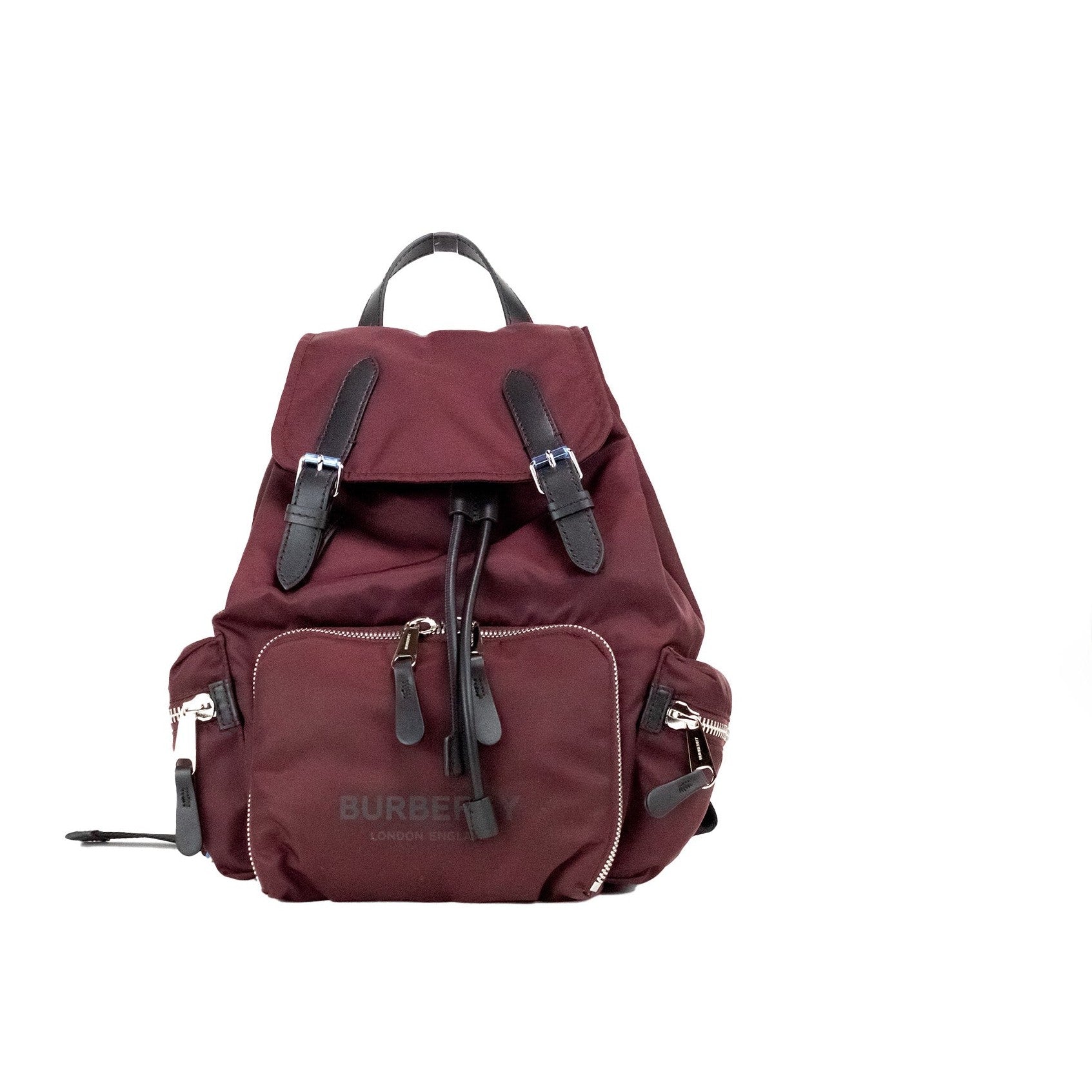 Medium Burgundy Econyl Nylon Rucksack Drawstring Backpack Bookbag