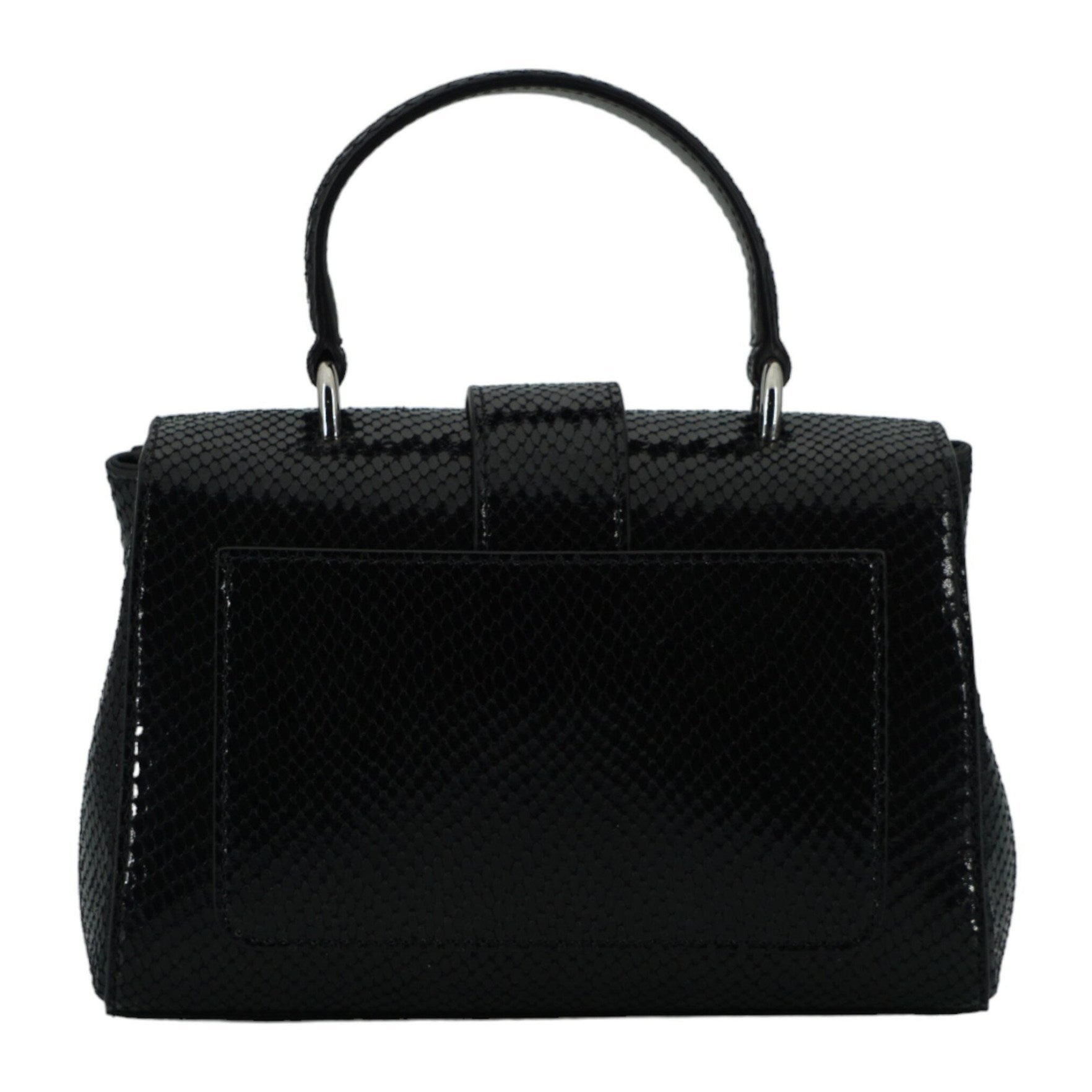 Black Leather Top Handle Shoulder Bag