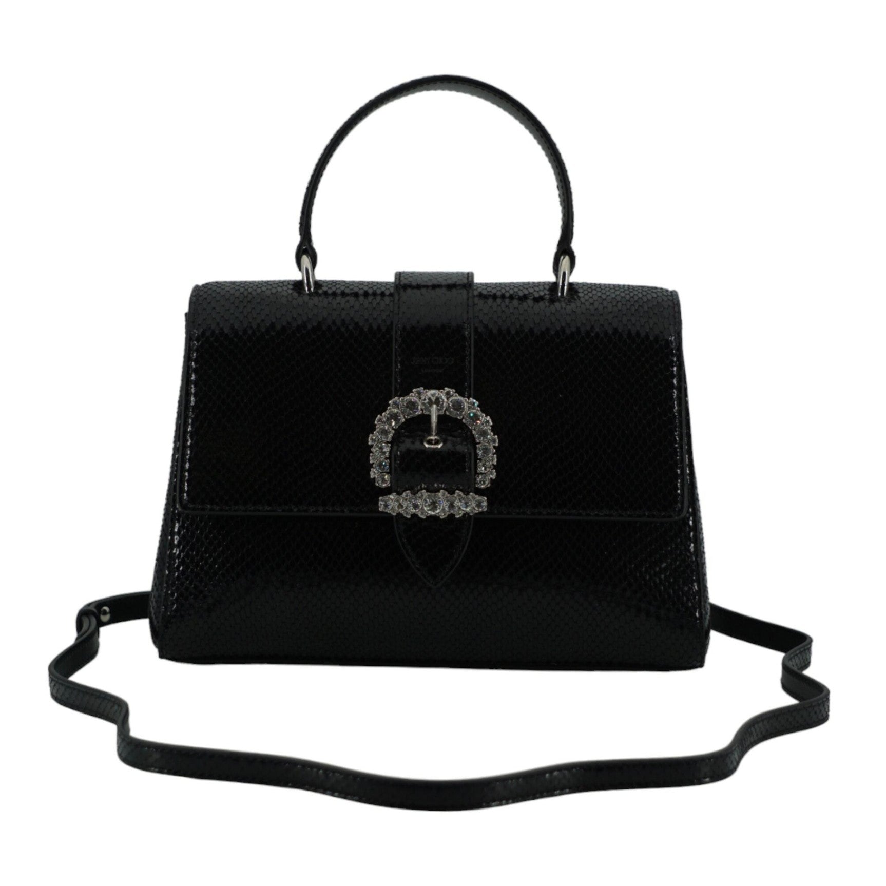 Black Leather Top Handle Shoulder Bag