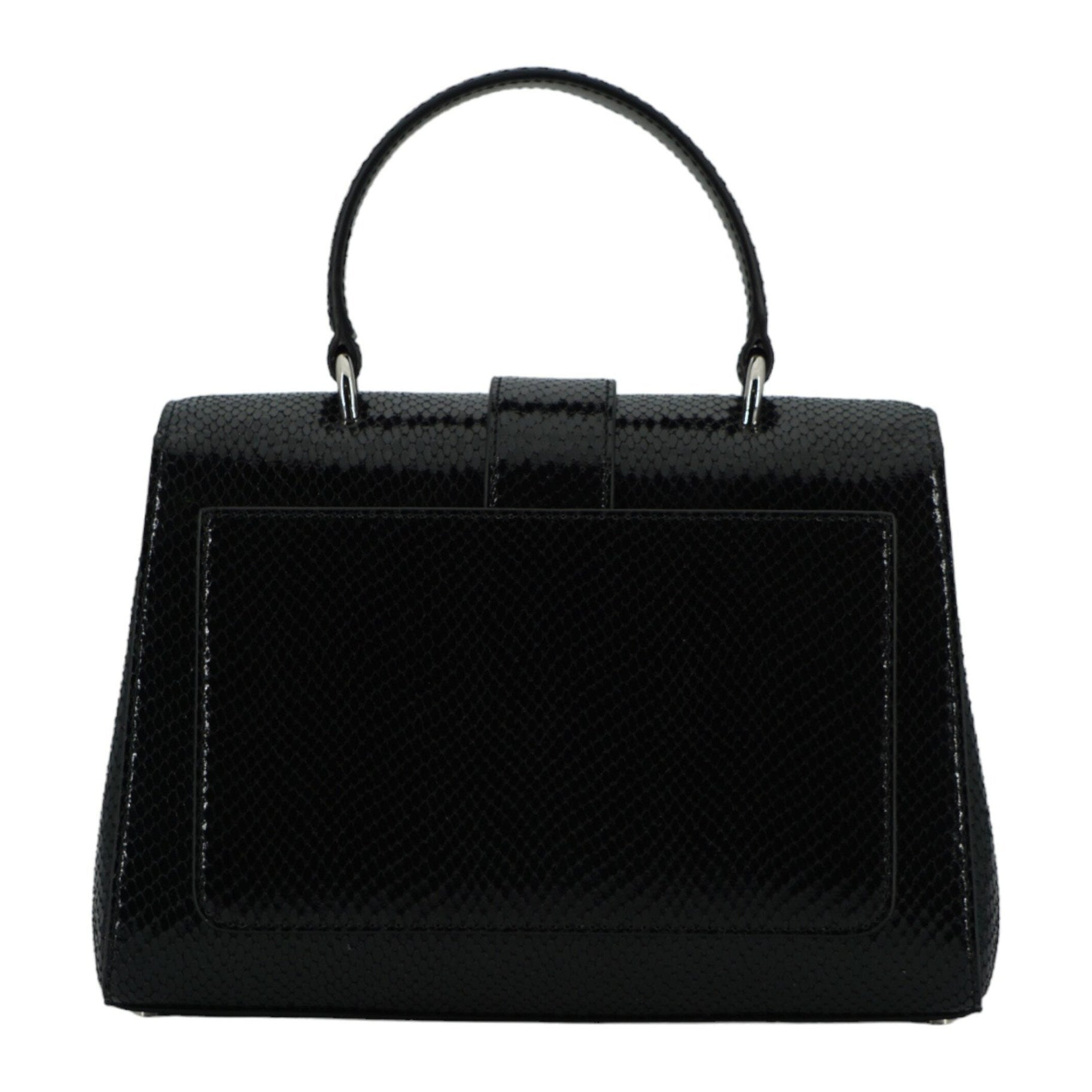 Black Leather Top Handle Shoulder Bag