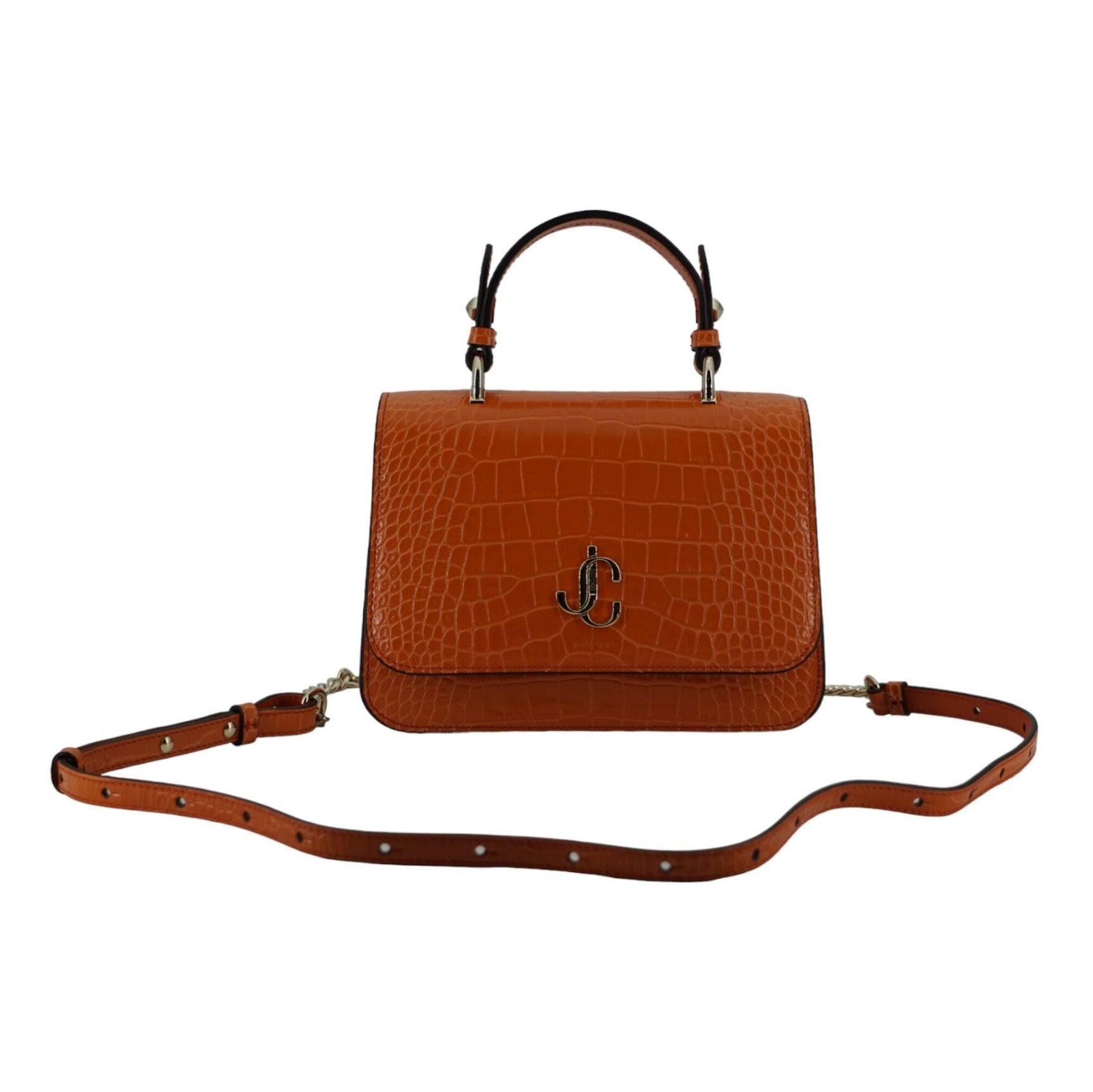 Orange Leather Top Handle and Shoulder Bag