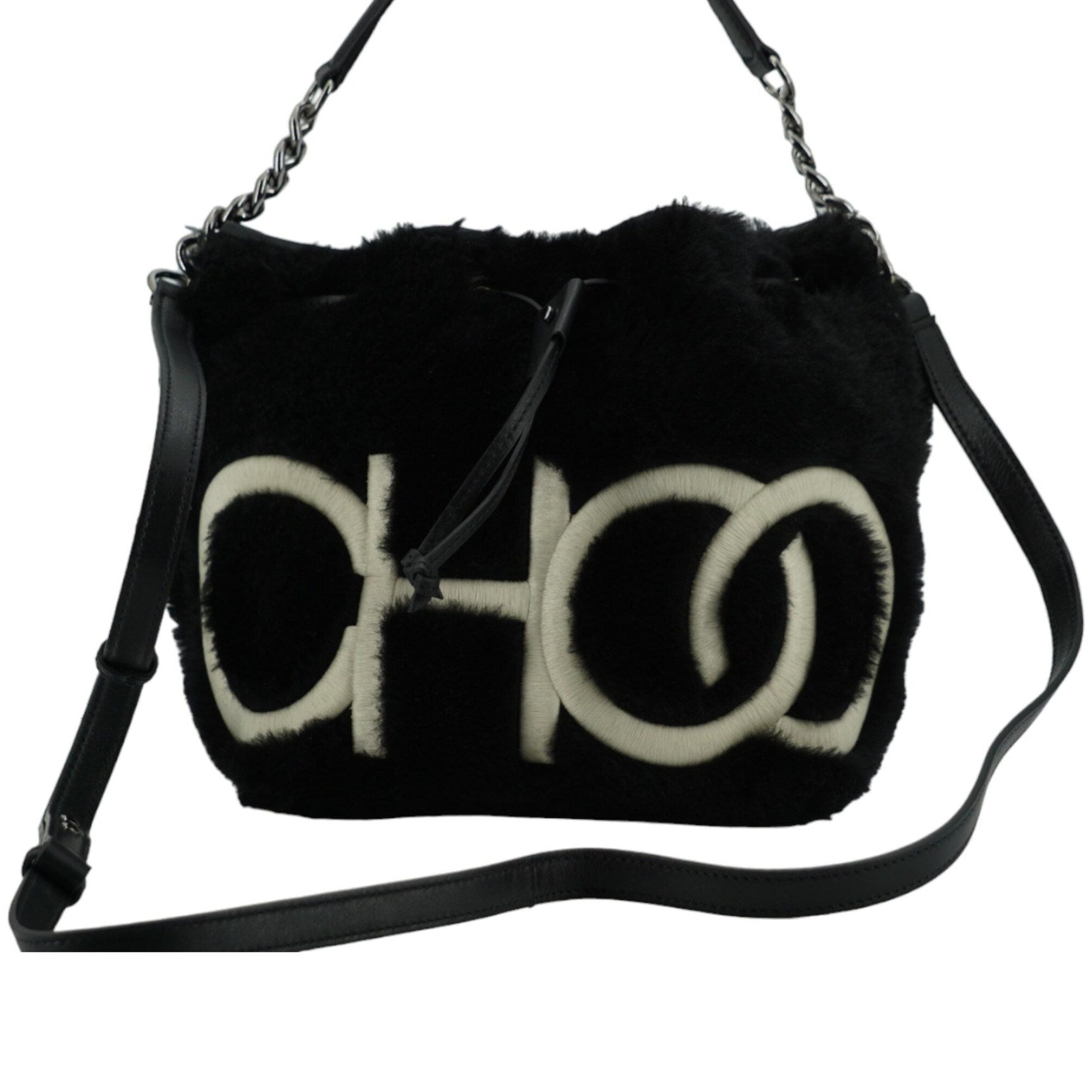 Black Leather Top Handle and Shoulder Bag