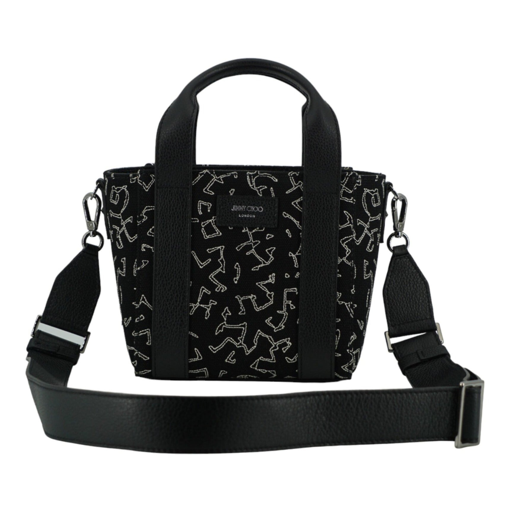 Black Leather and Canvas Small Tote Bag