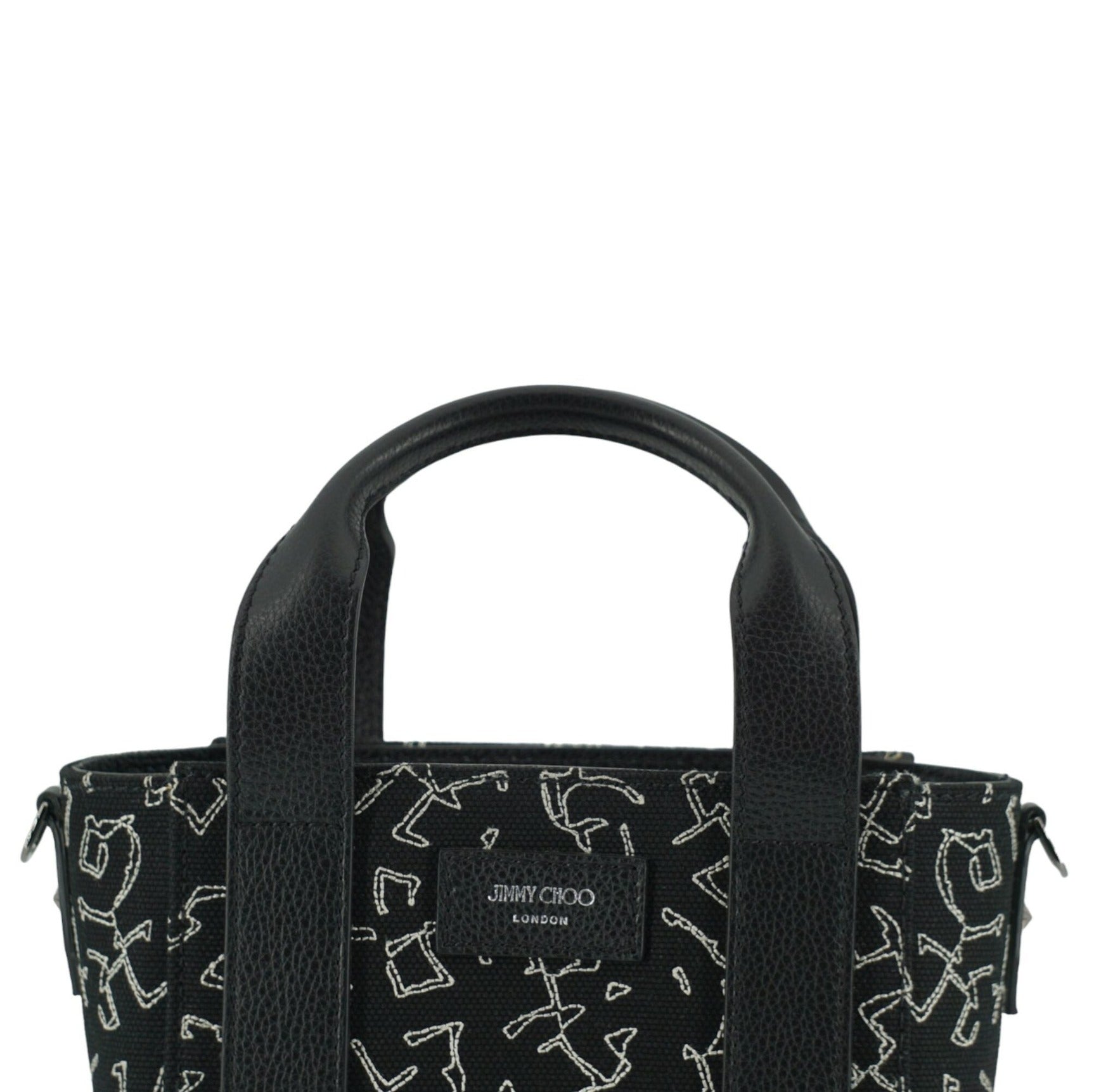 Black Leather and Canvas Small Tote Bag