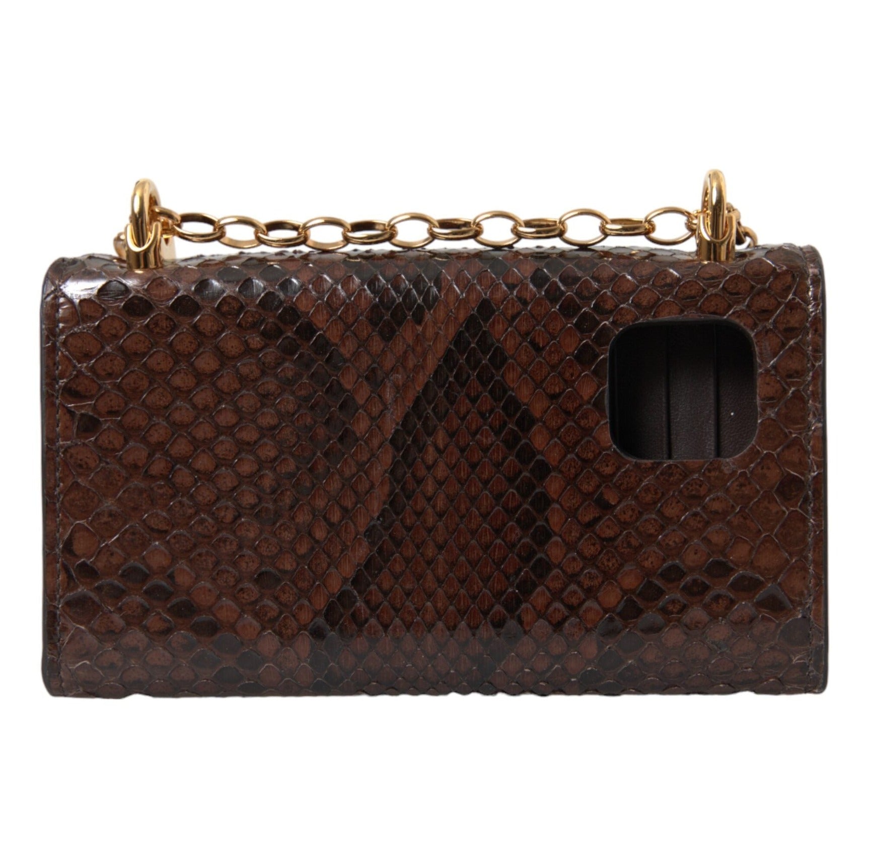 Brown Python Leather DG Girls Crossbody Phone Bag