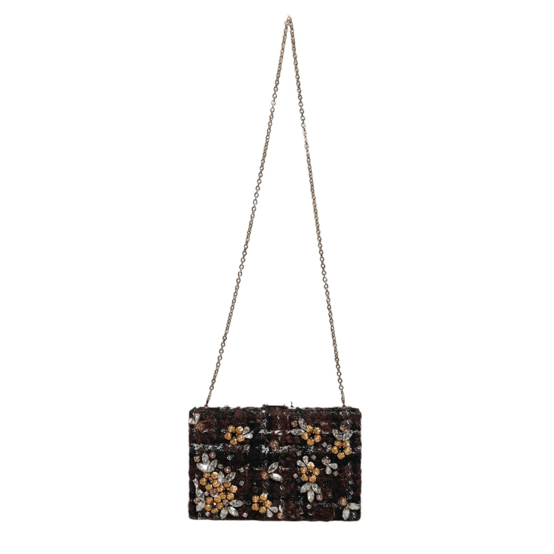 Multicolor Tweed Floral Clutch Evening Party Purse CrossBody Bag