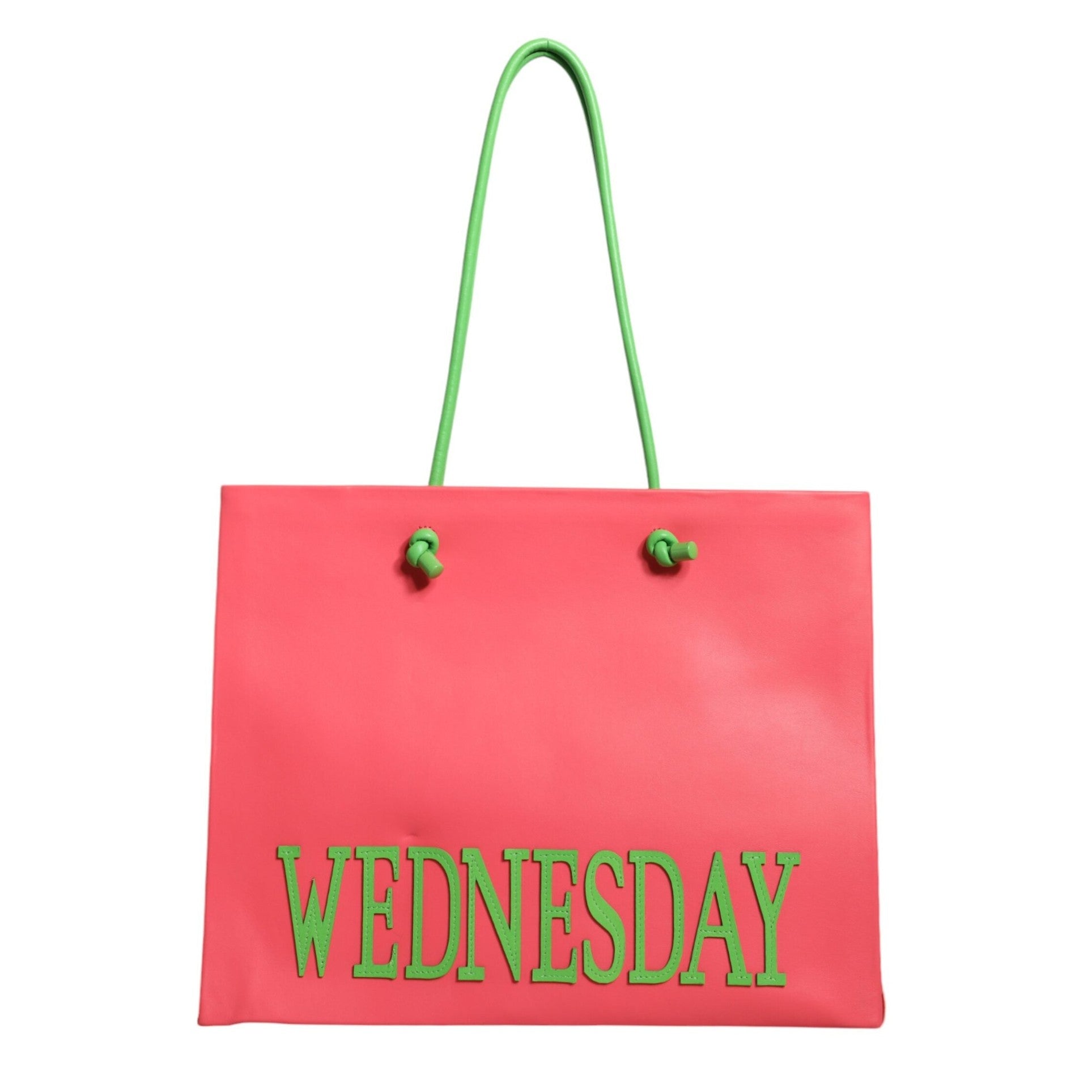 Pink Leather Weekend Wednesday Shopping Tote Bag