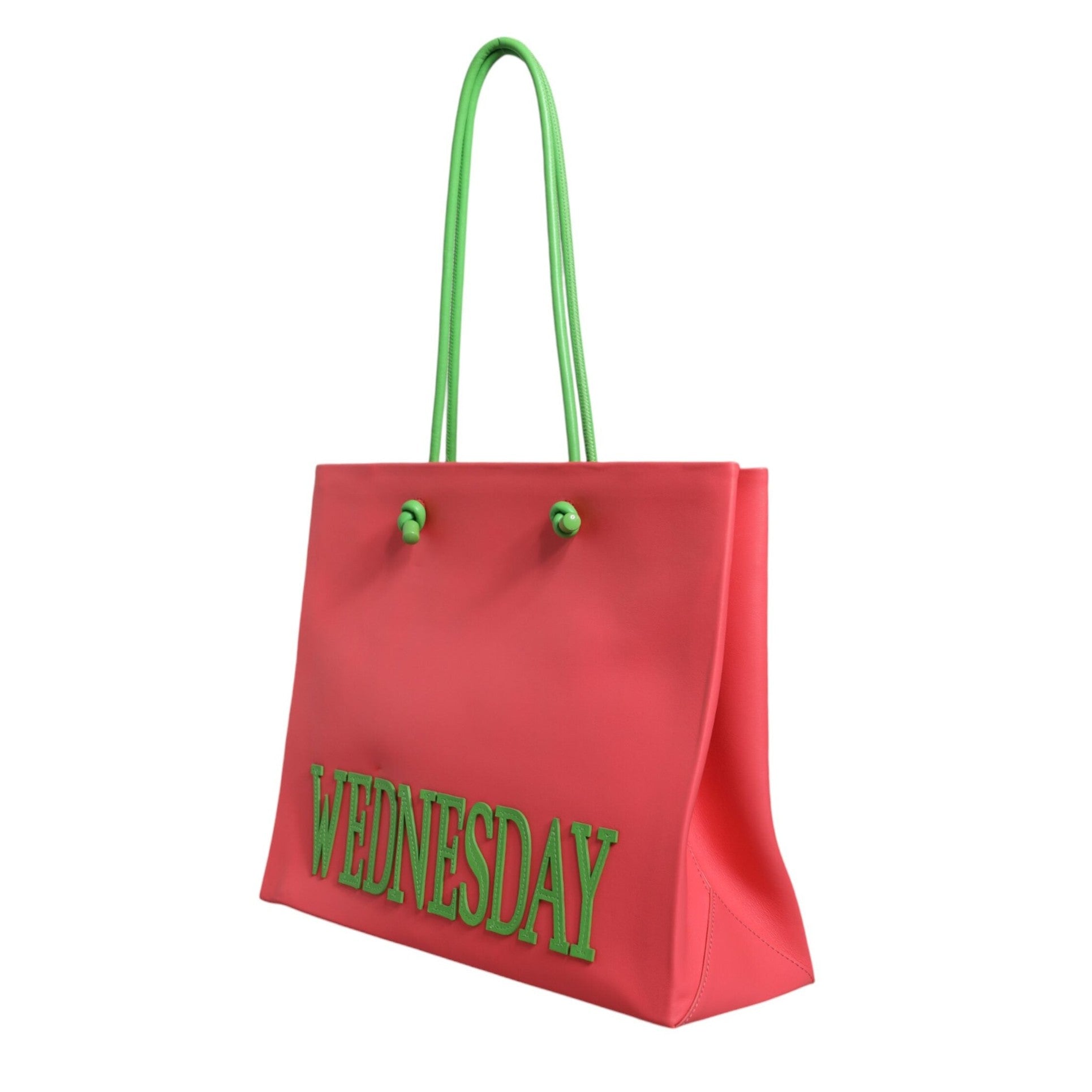 Pink Leather Weekend Wednesday Shopping Tote Bag