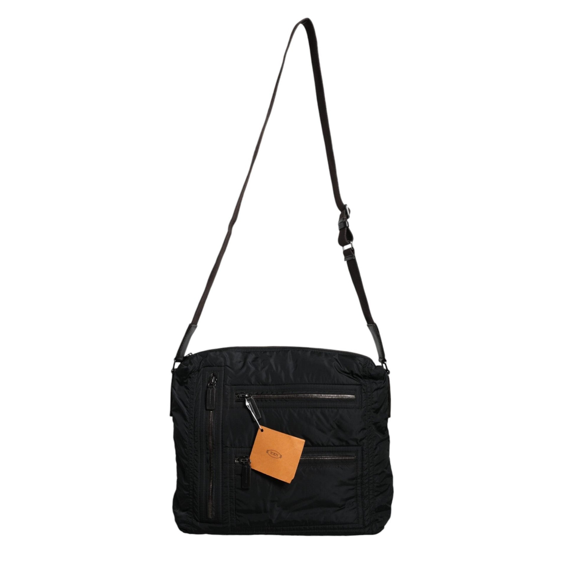 Black Canvas Pockets Crossbody Strap Shoulder Bag