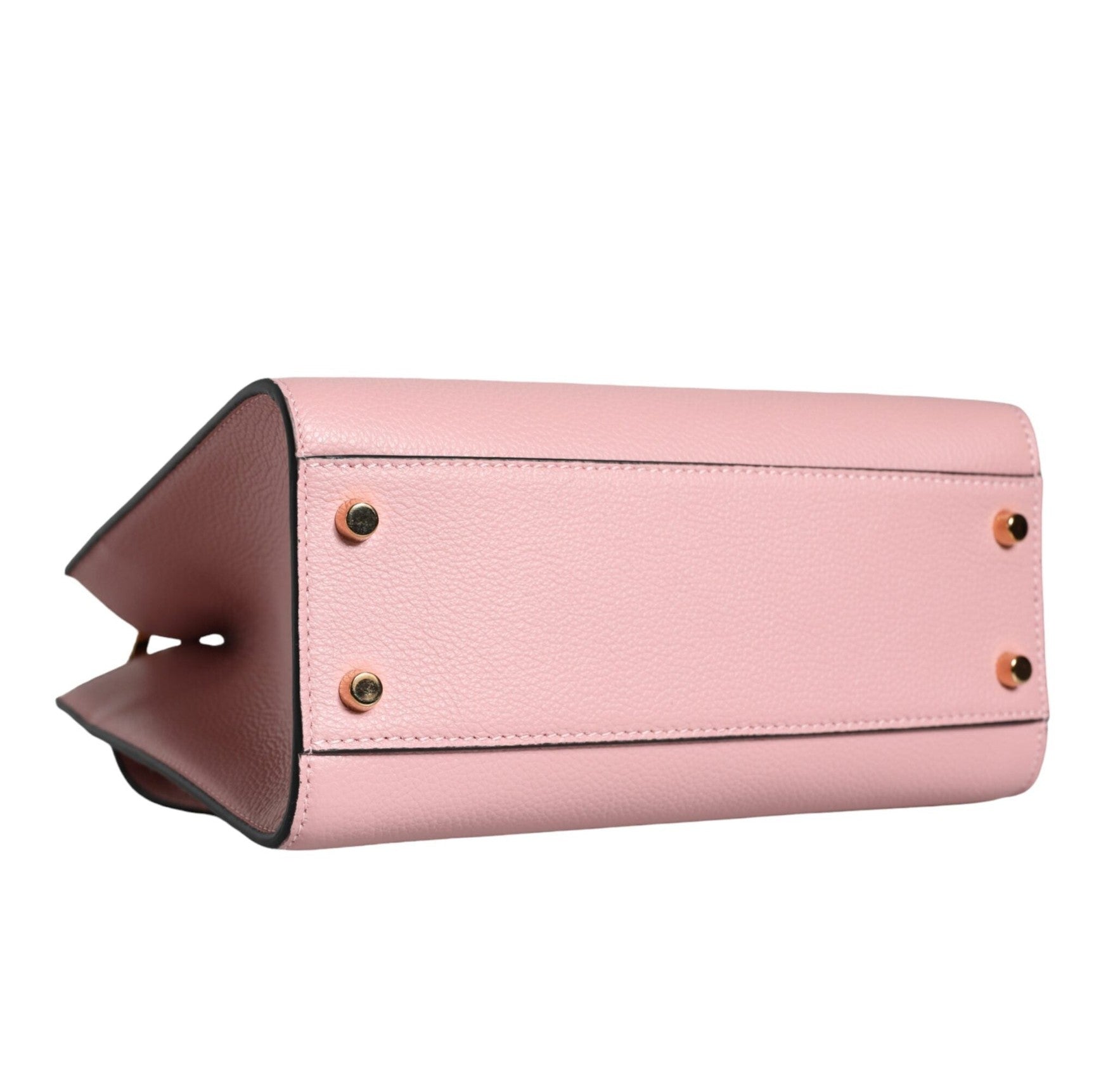 Pink Small Top Handle Grainy Calf Leather Crossbody Bag