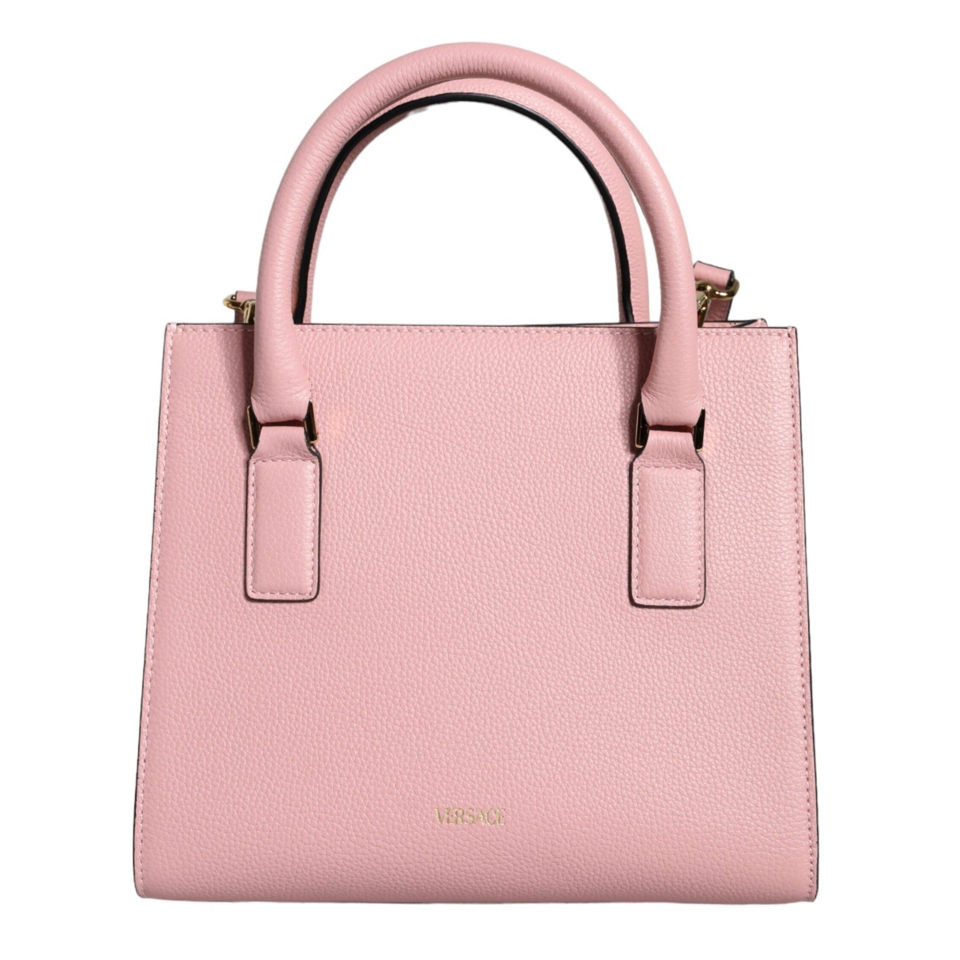 Pink Small Top Handle Grainy Calf Leather Crossbody Bag