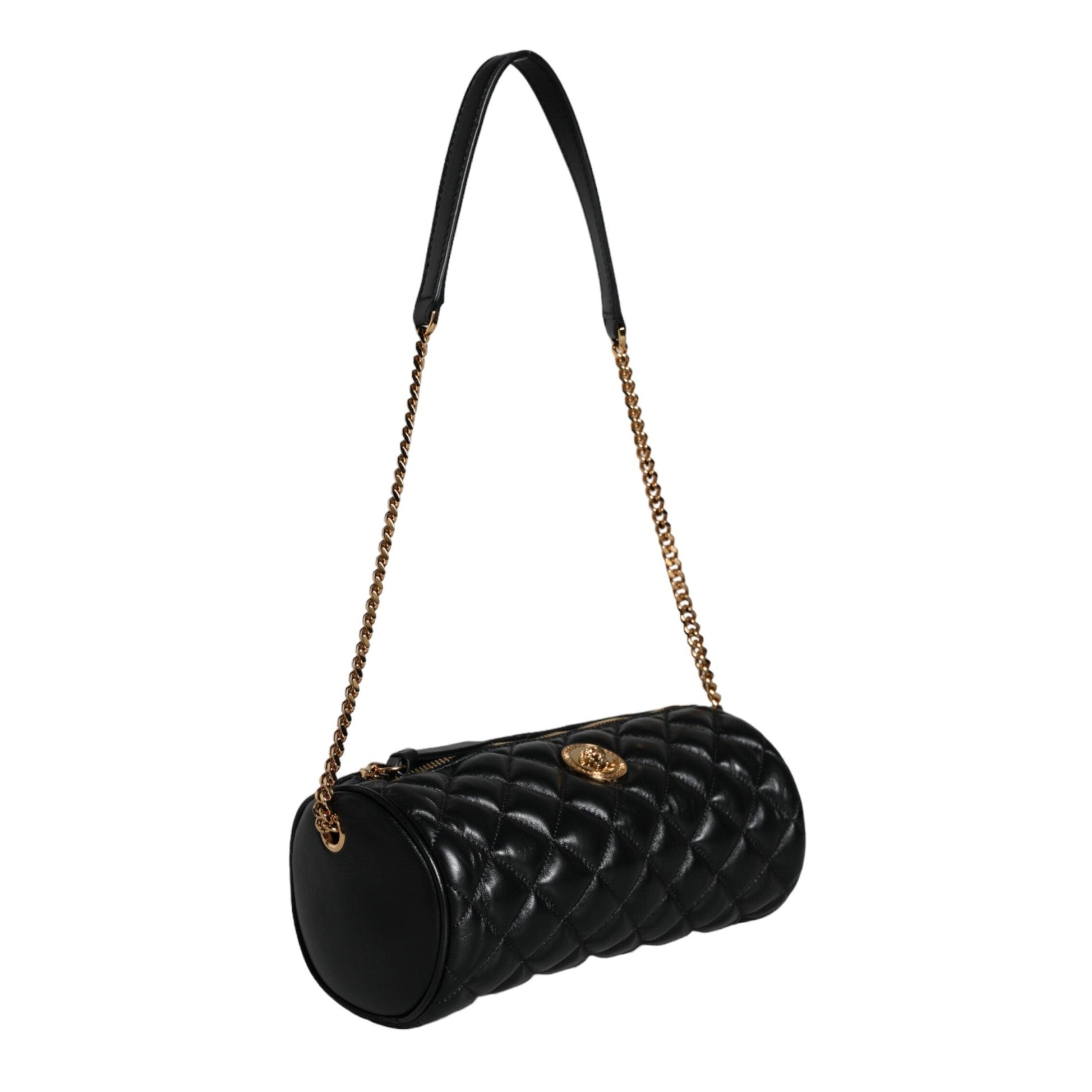 Black Mini Quilted Lambskin Leather Crossbody Sling Bag