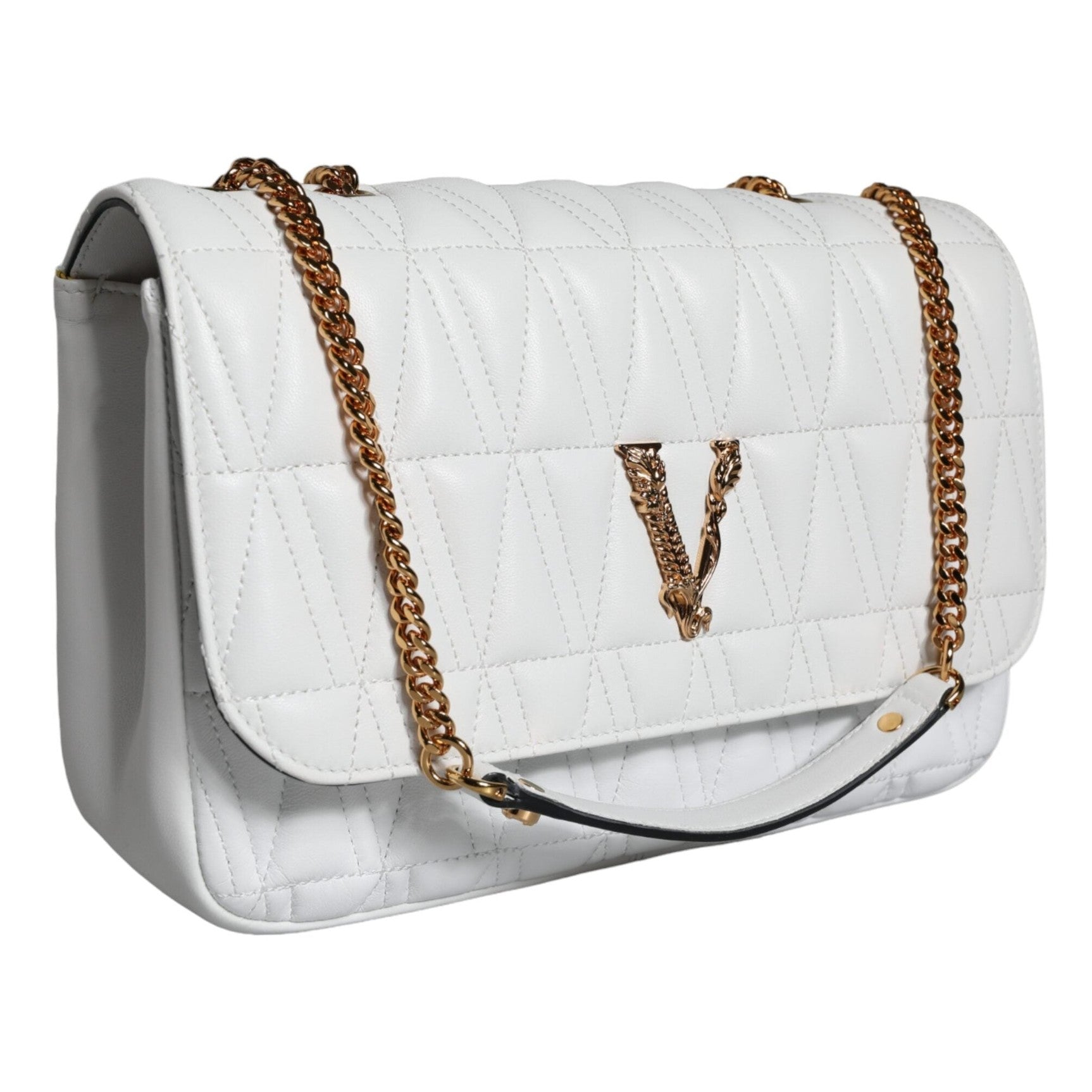 White Mini Nappa Leather Crossbody Shoulder Bag