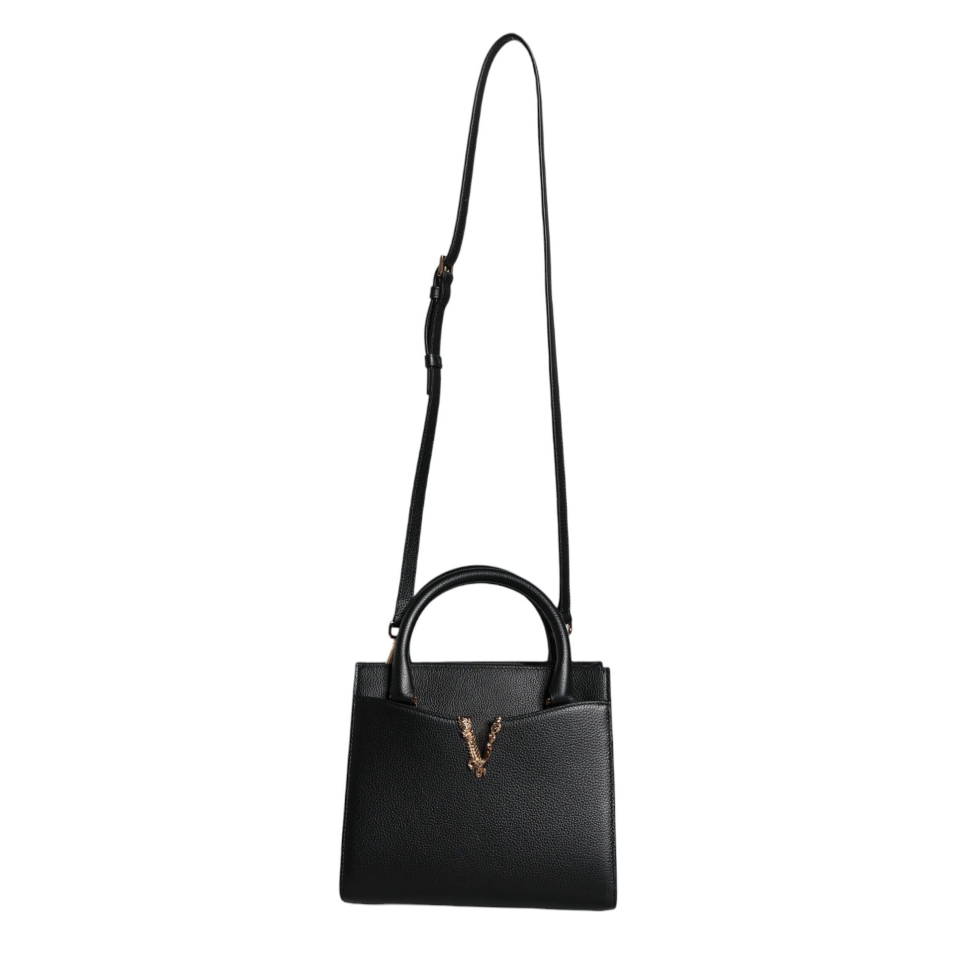 Black Small Leather TopHandle Shoulder Crossbody Bag