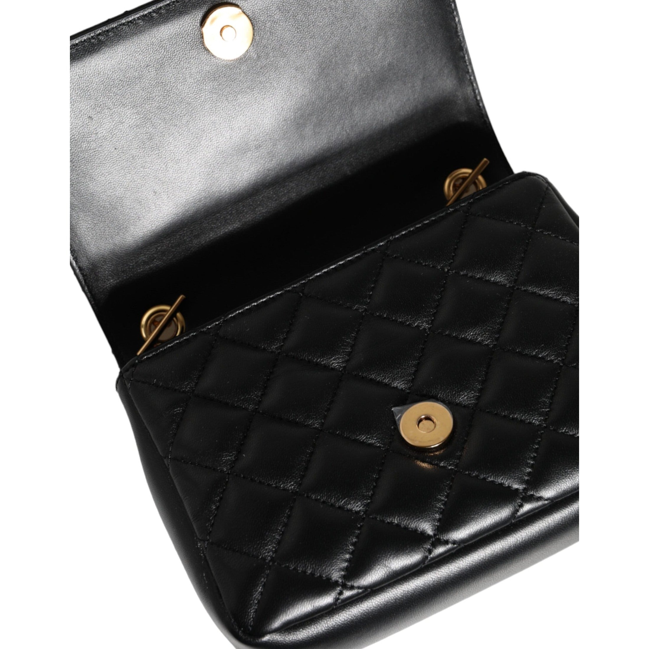 Black Quilted Lambskin Leather Crossbody Shoulder Bag