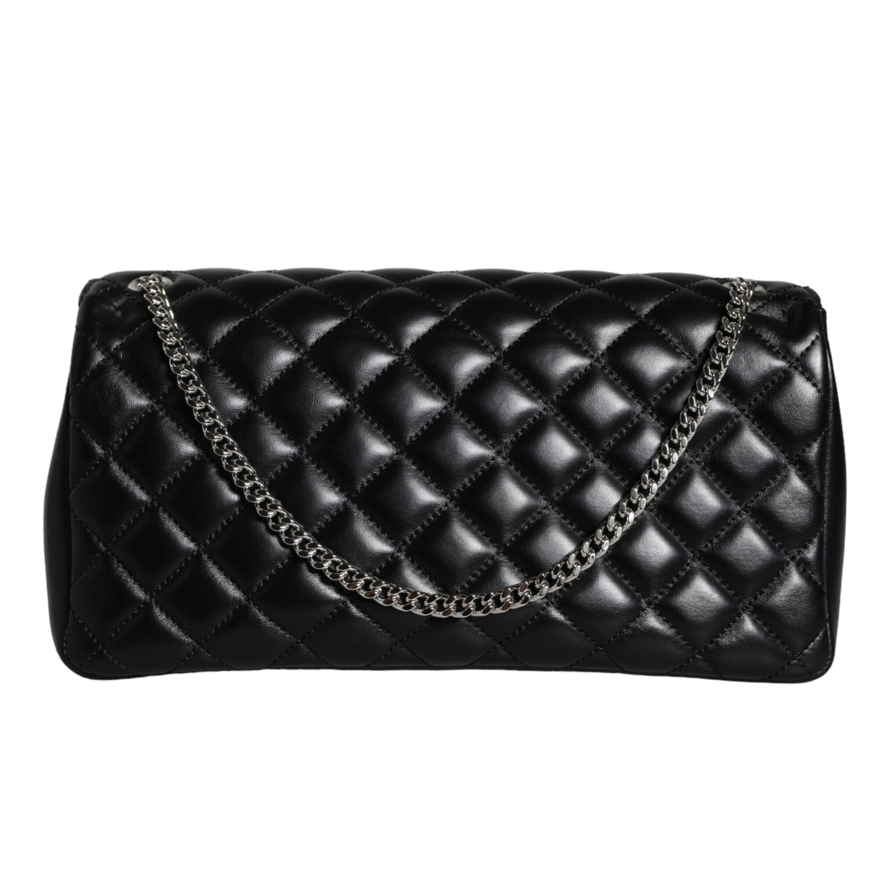 Black Quilted Lambskin Leather Crossbody Shoulder Bag