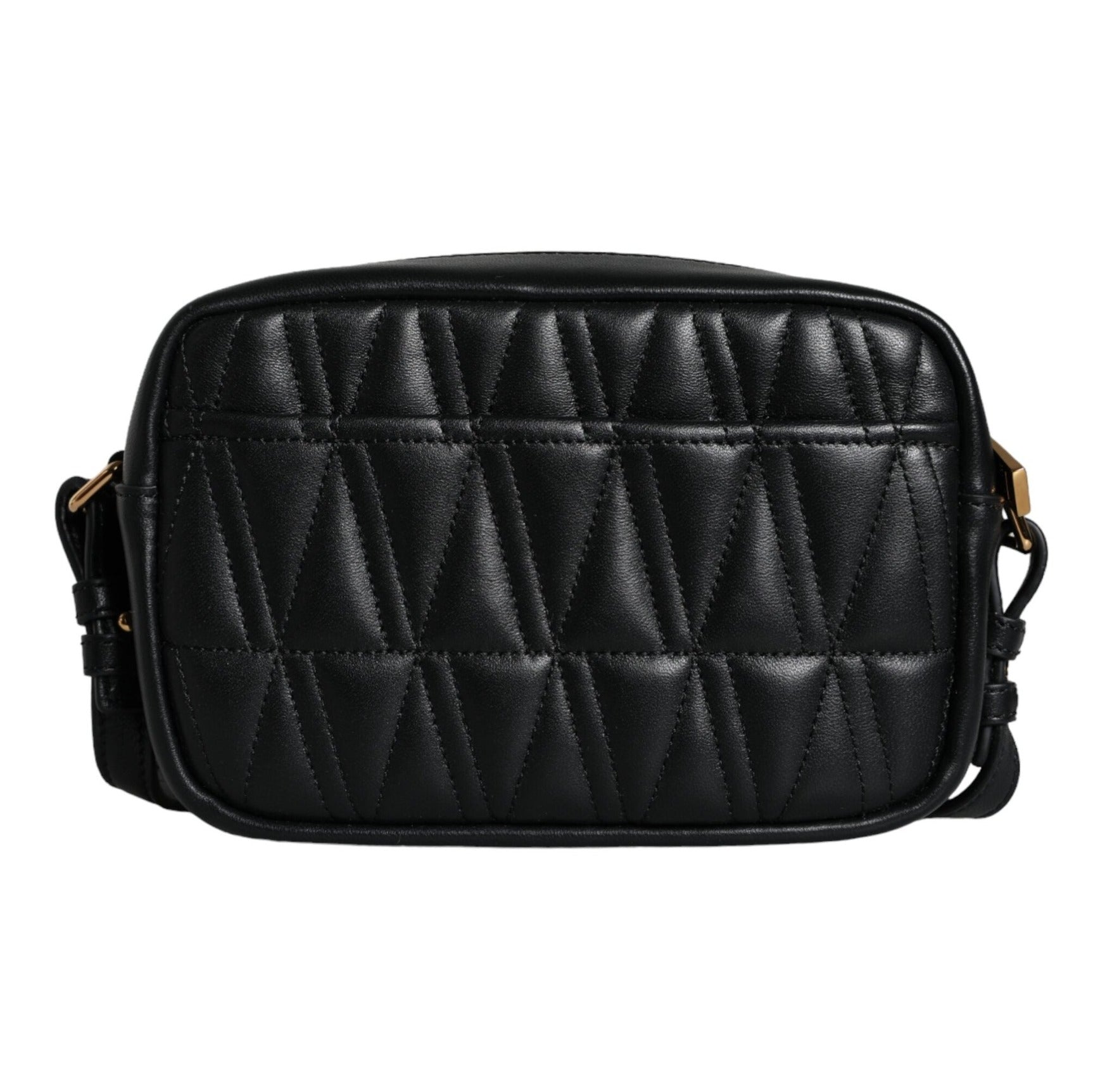 Black Quilted Lamb Leather Camera Case Shoulder Bag