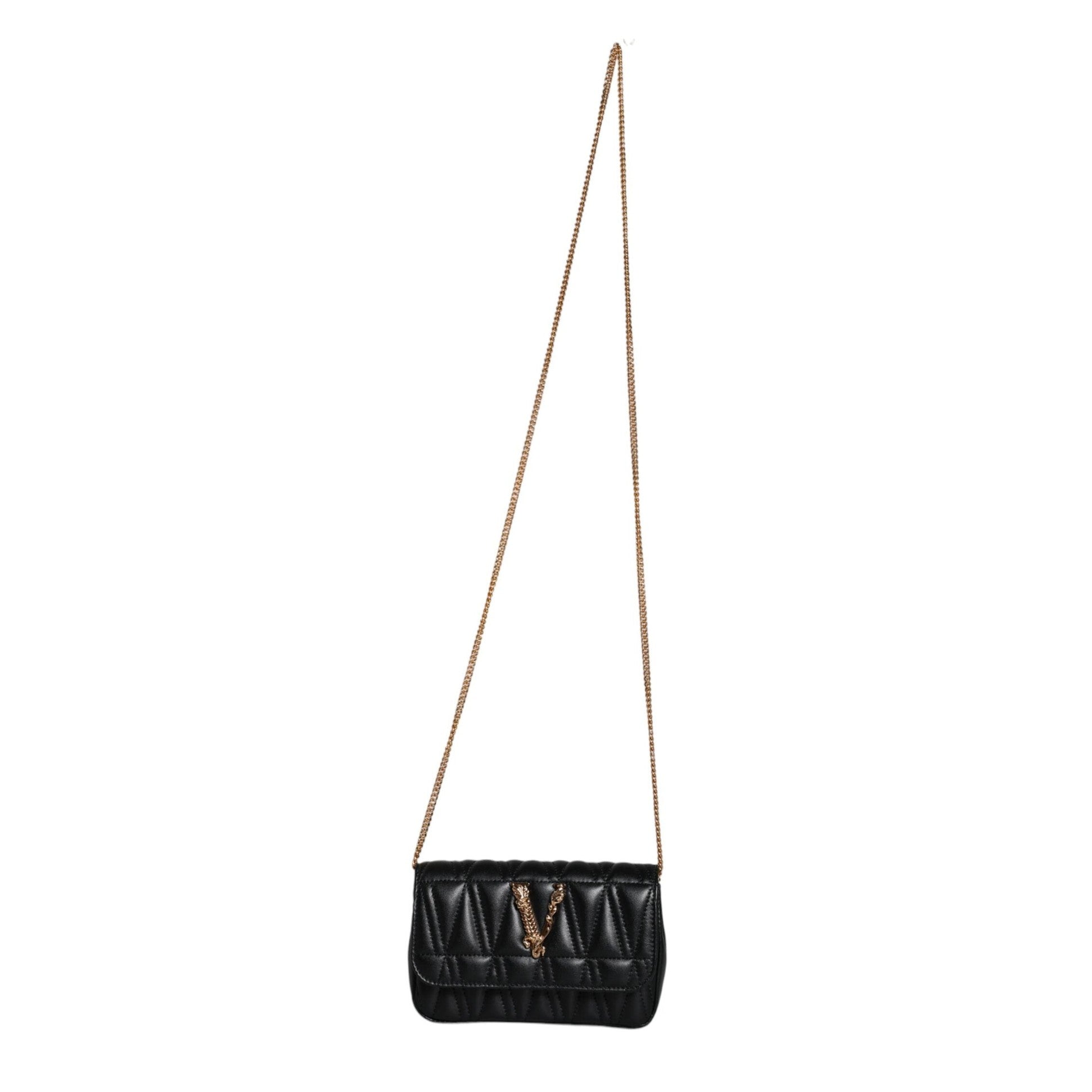 Black Mini Nappa Leather Crossbody Shoulder Bag