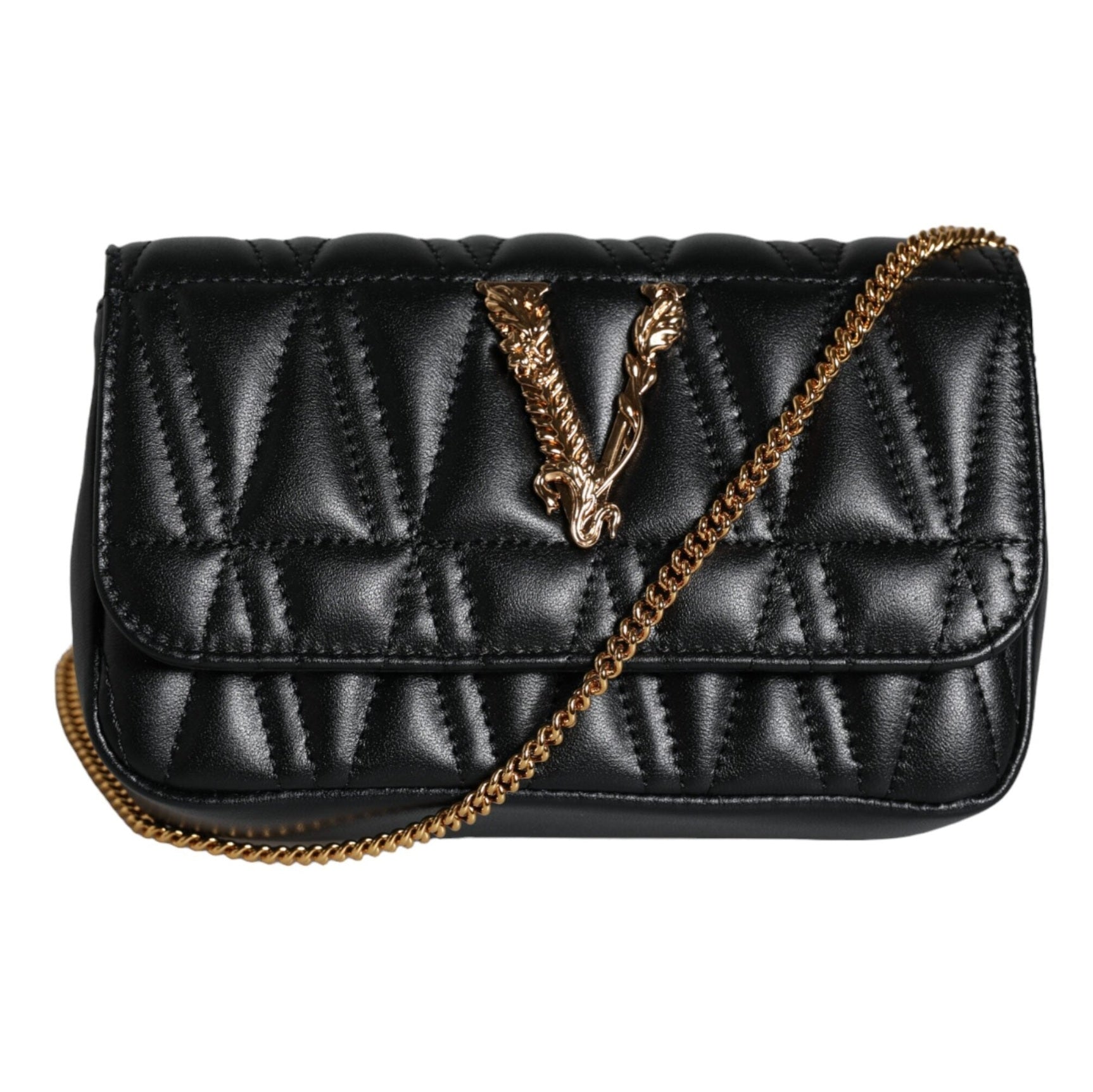 Black Mini Nappa Leather Crossbody Shoulder Bag