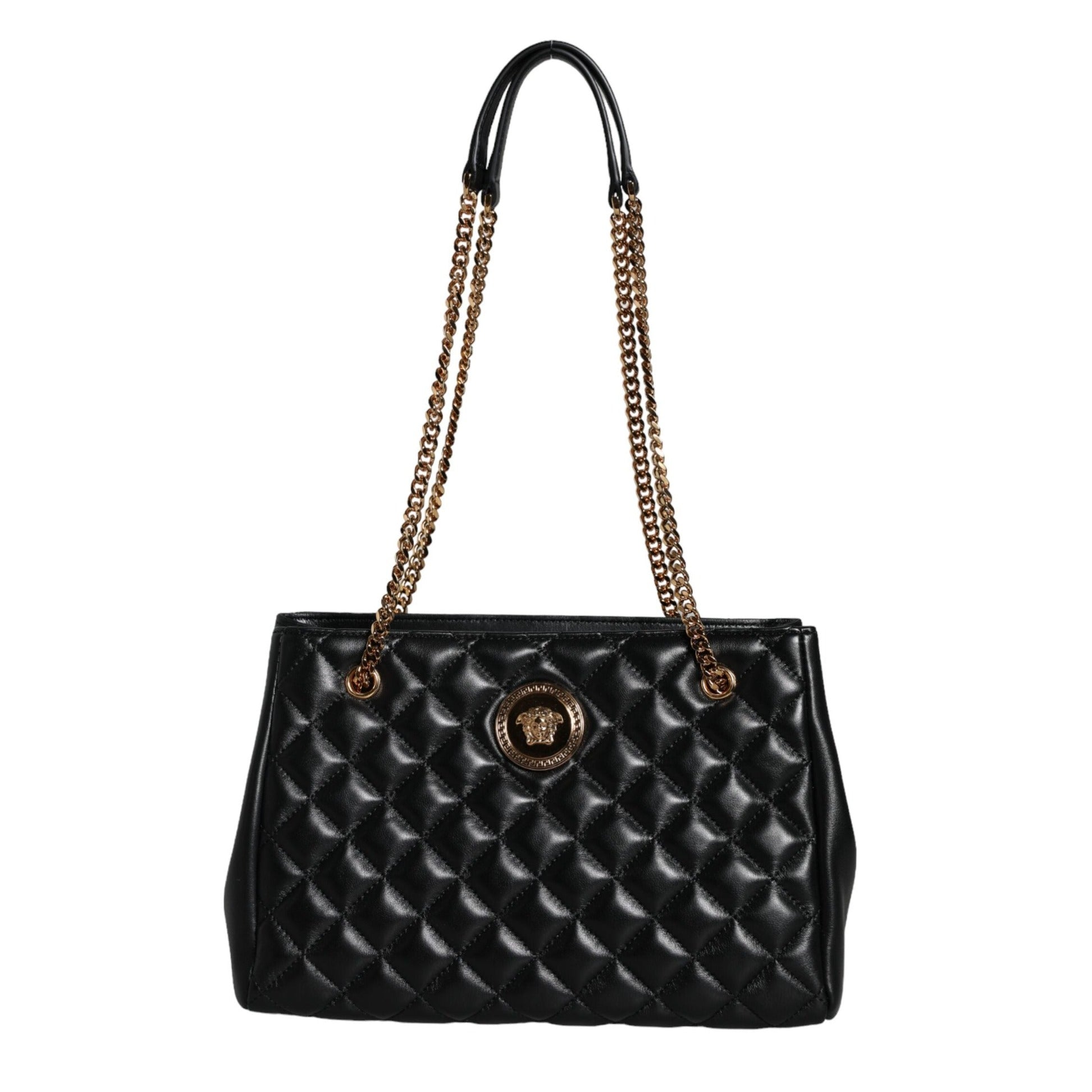 Black Quilted Nappa Leather Shoulder Chain Strap Bag