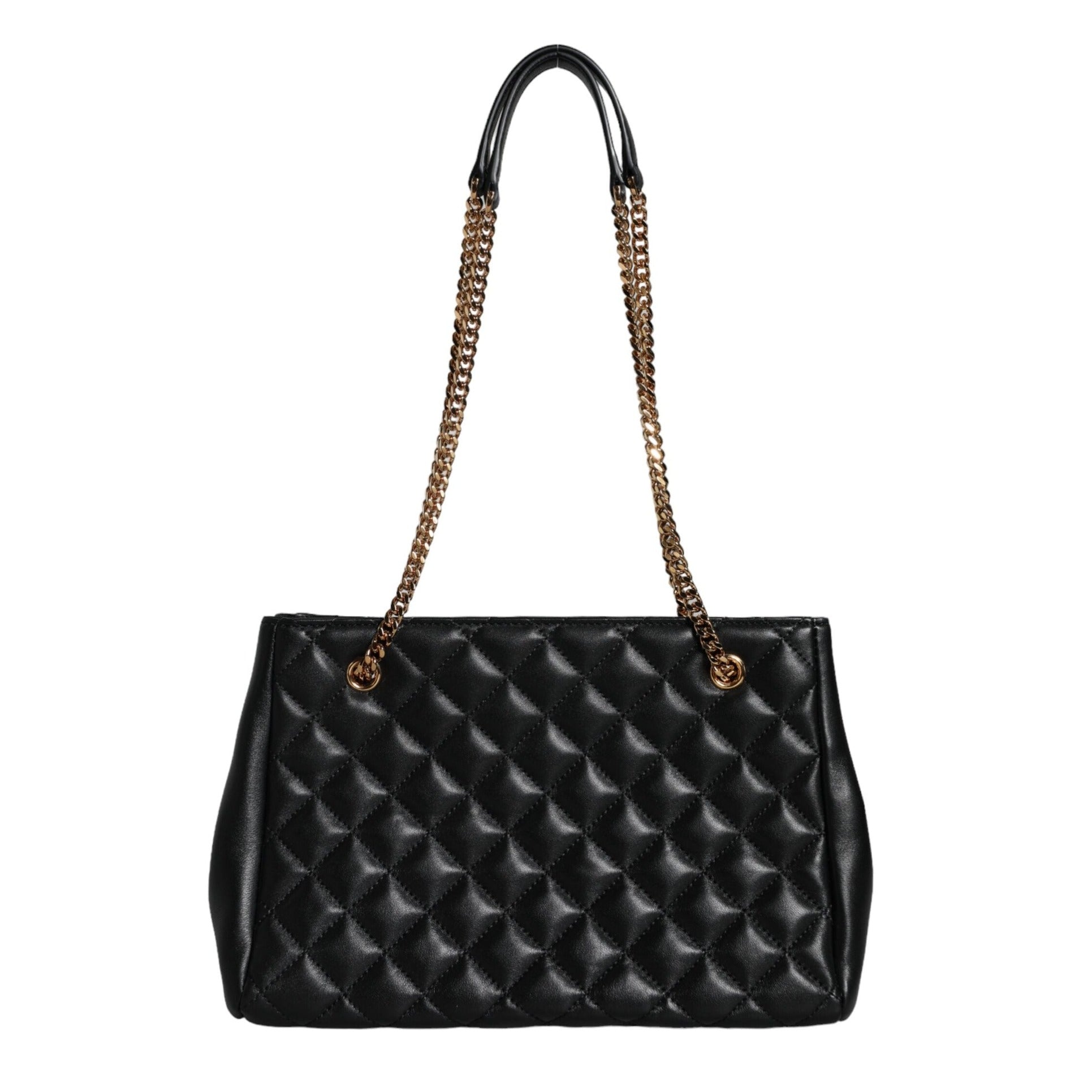 Black Quilted Nappa Leather Shoulder Chain Strap Bag