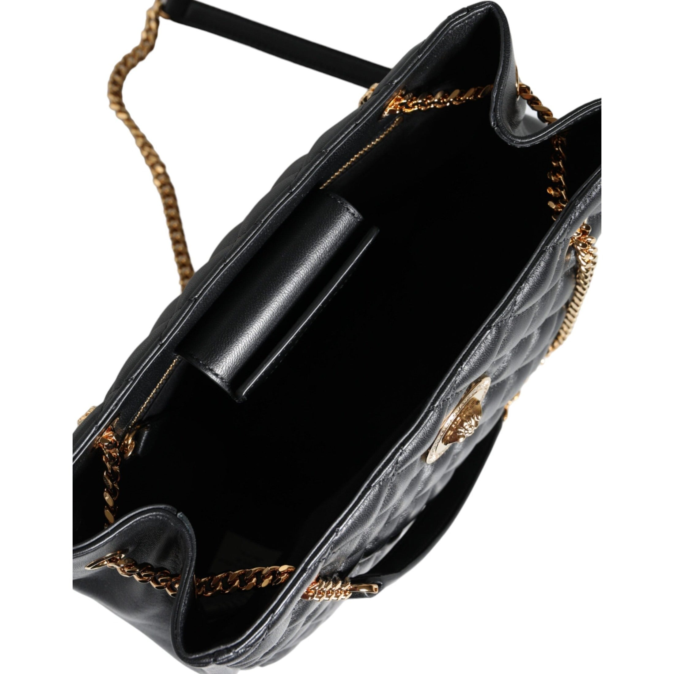 Black Quilted Nappa Leather Shoulder Chain Strap Bag