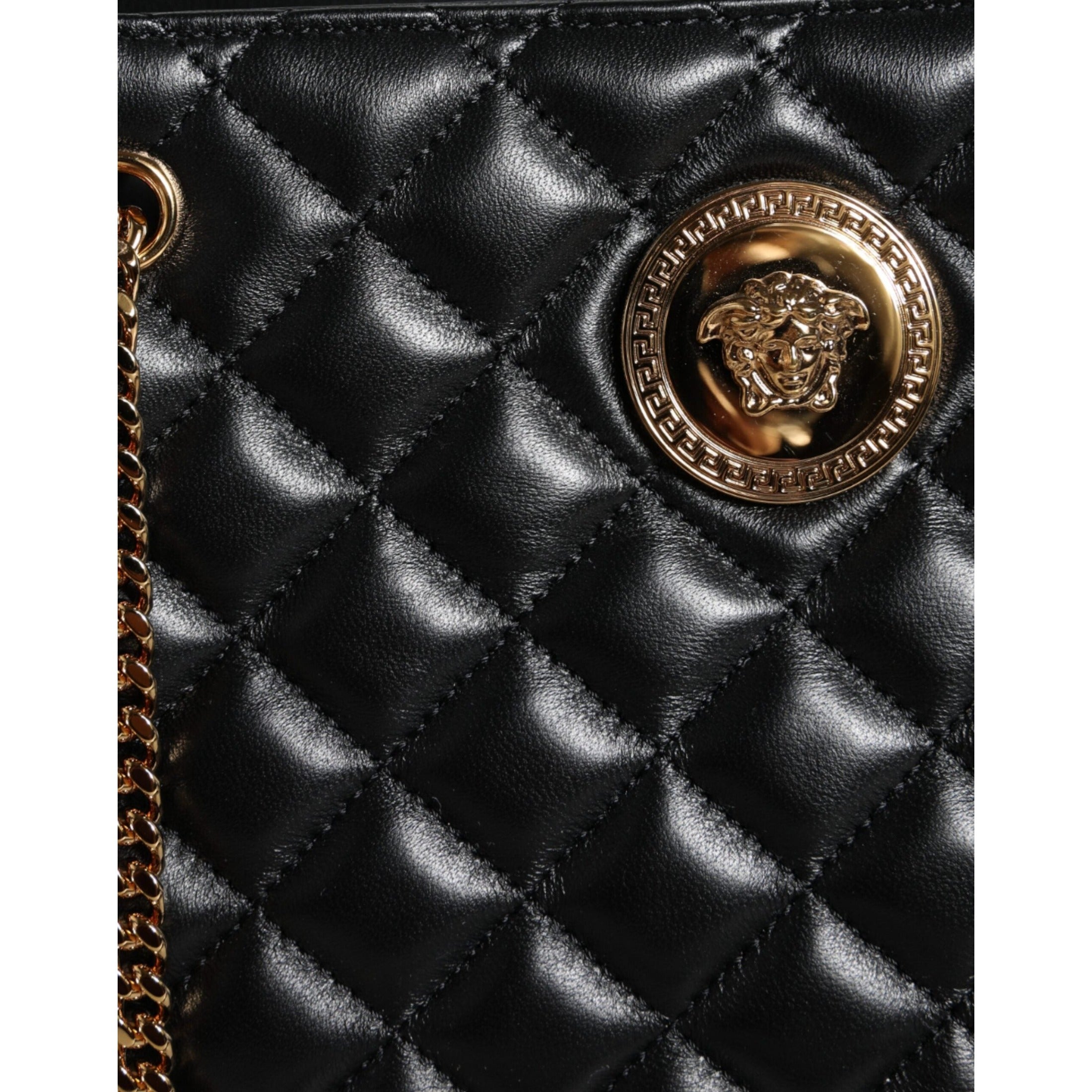 Black Quilted Nappa Leather Shoulder Chain Strap Bag