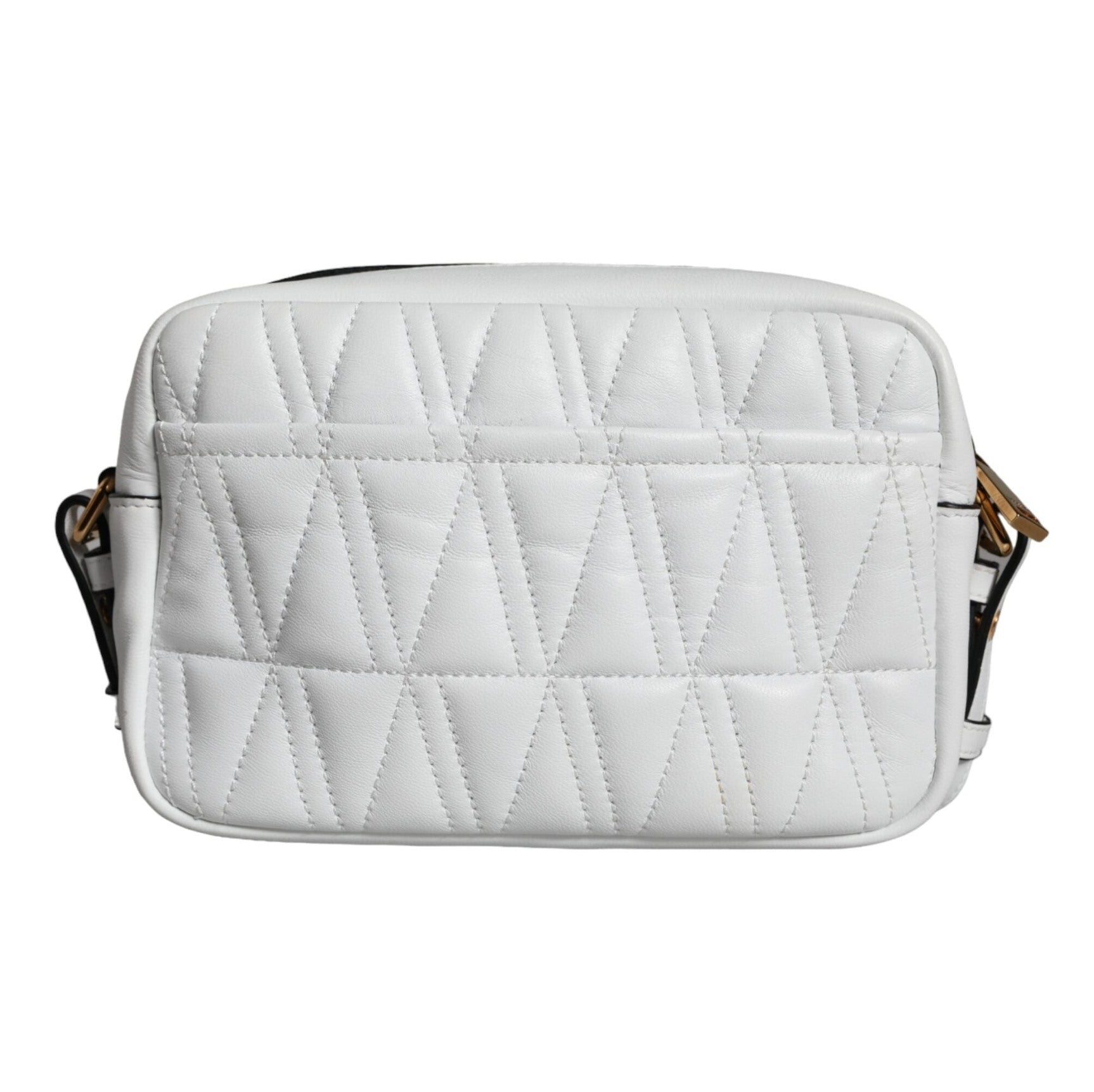 White Quilted Nappa Leather Crossbody Shoulder Bag