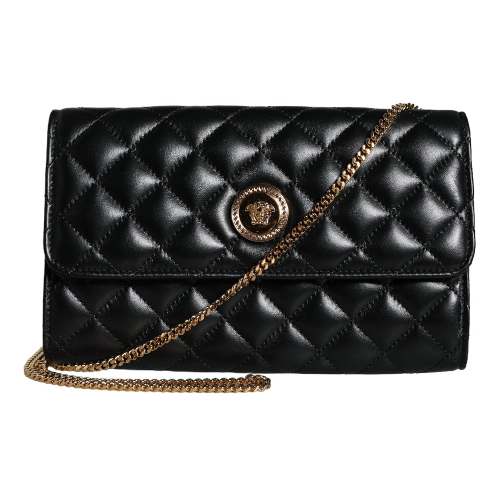 Black Quilted Nappa Leather Crossbody Shoulder Bag