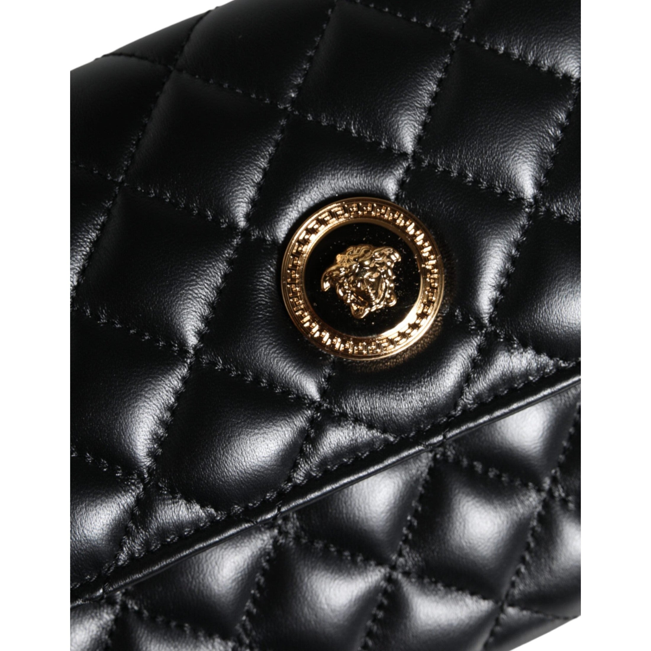 Black Quilted Nappa Leather Crossbody Shoulder Bag