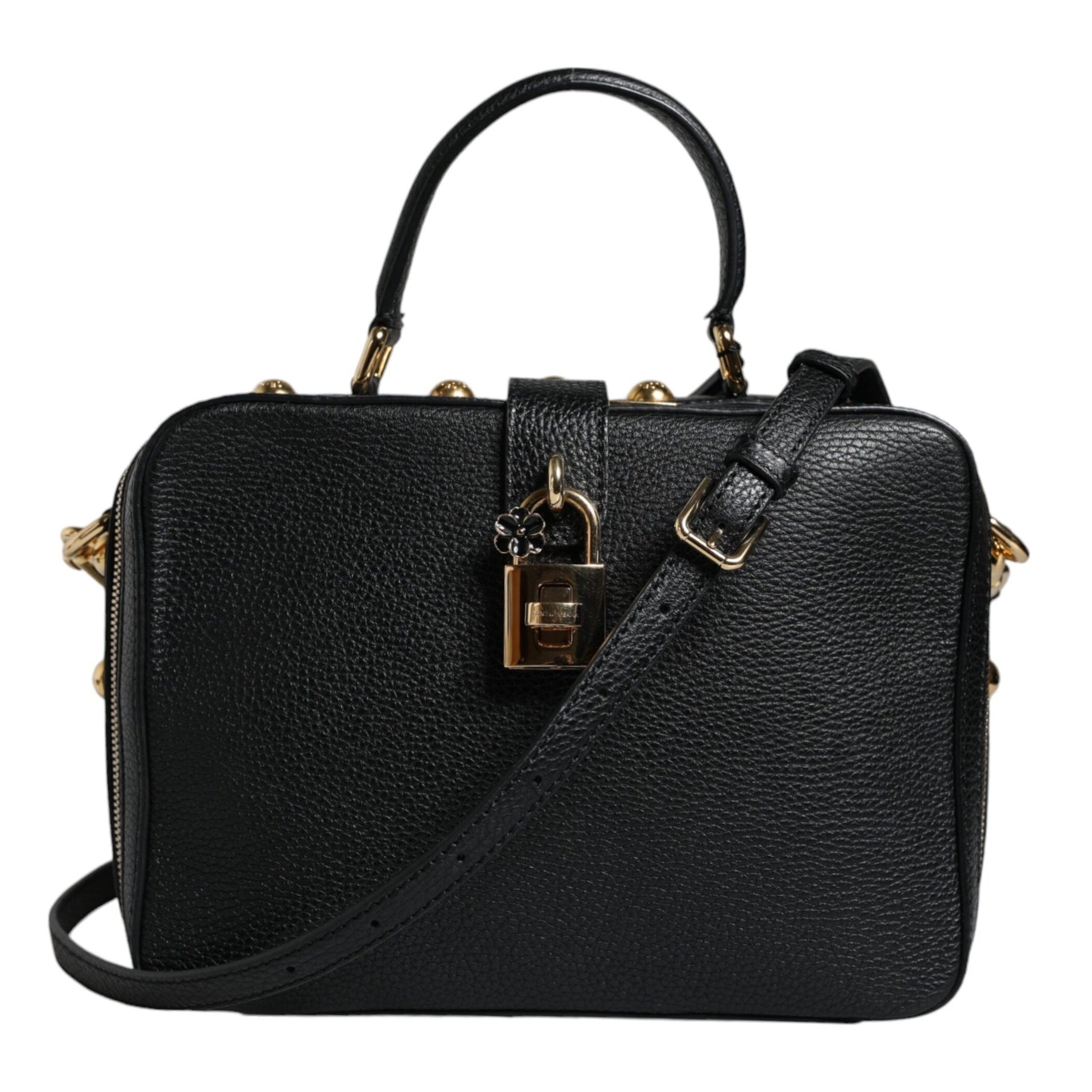 Black Calfskin Leather Welcome Handbag Bag