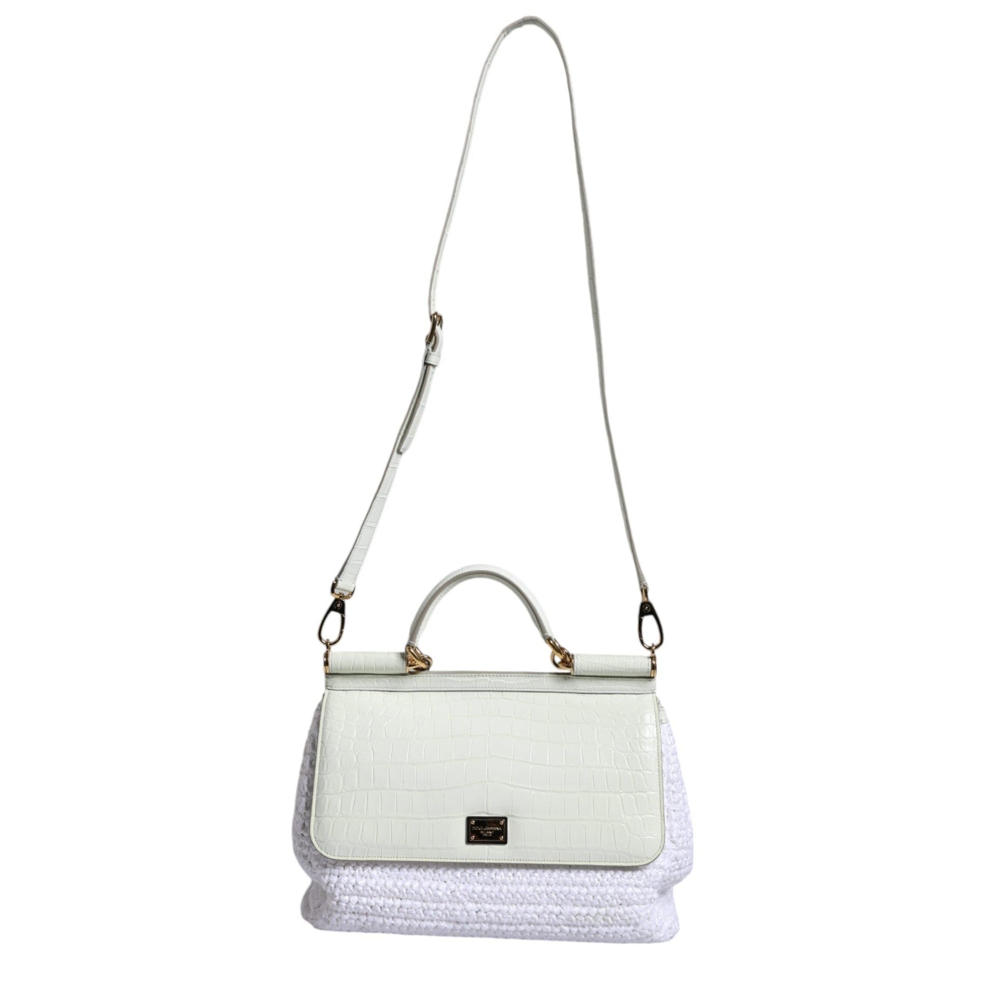 White Rafia Leather SICILY Crossbody Bag