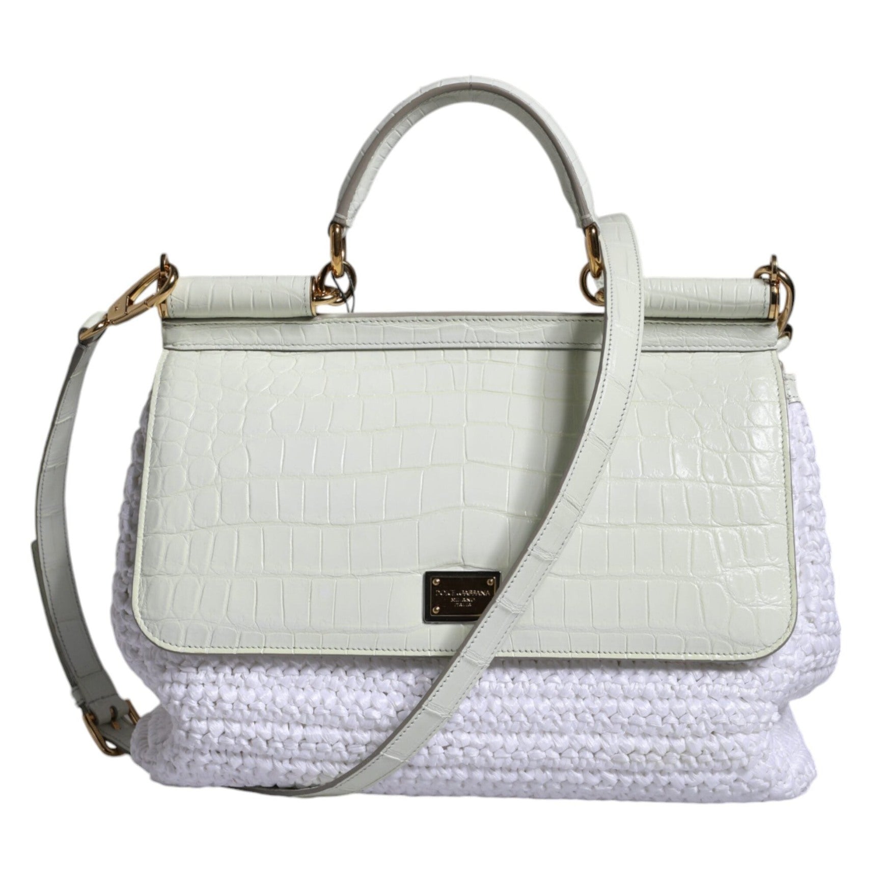 White Rafia Leather SICILY Crossbody Bag