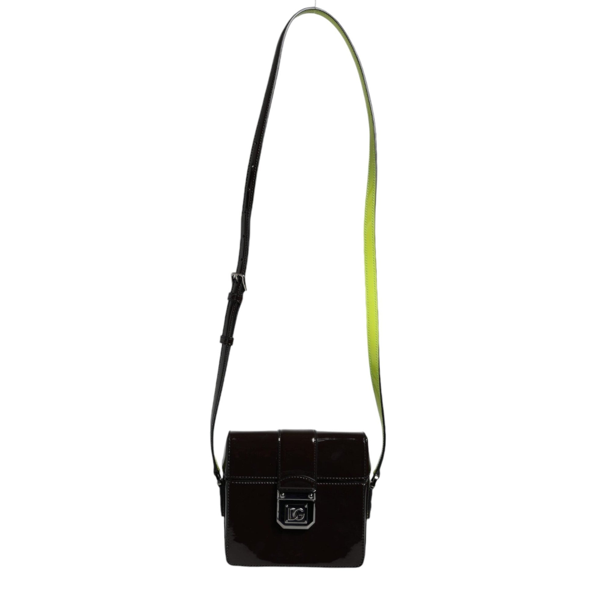 Black Glossy Leather Crossbody Shoulder Bag