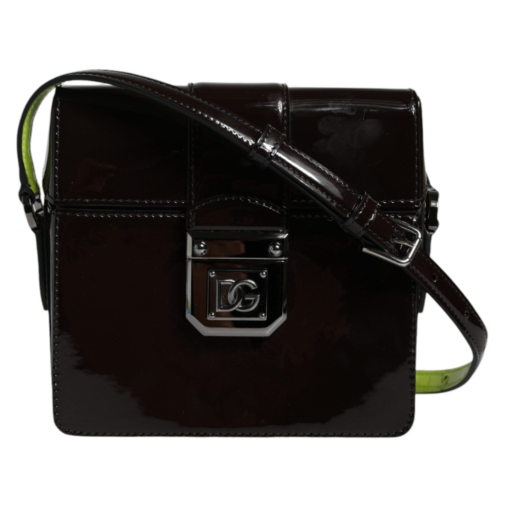 Black Glossy Leather Crossbody Shoulder Bag