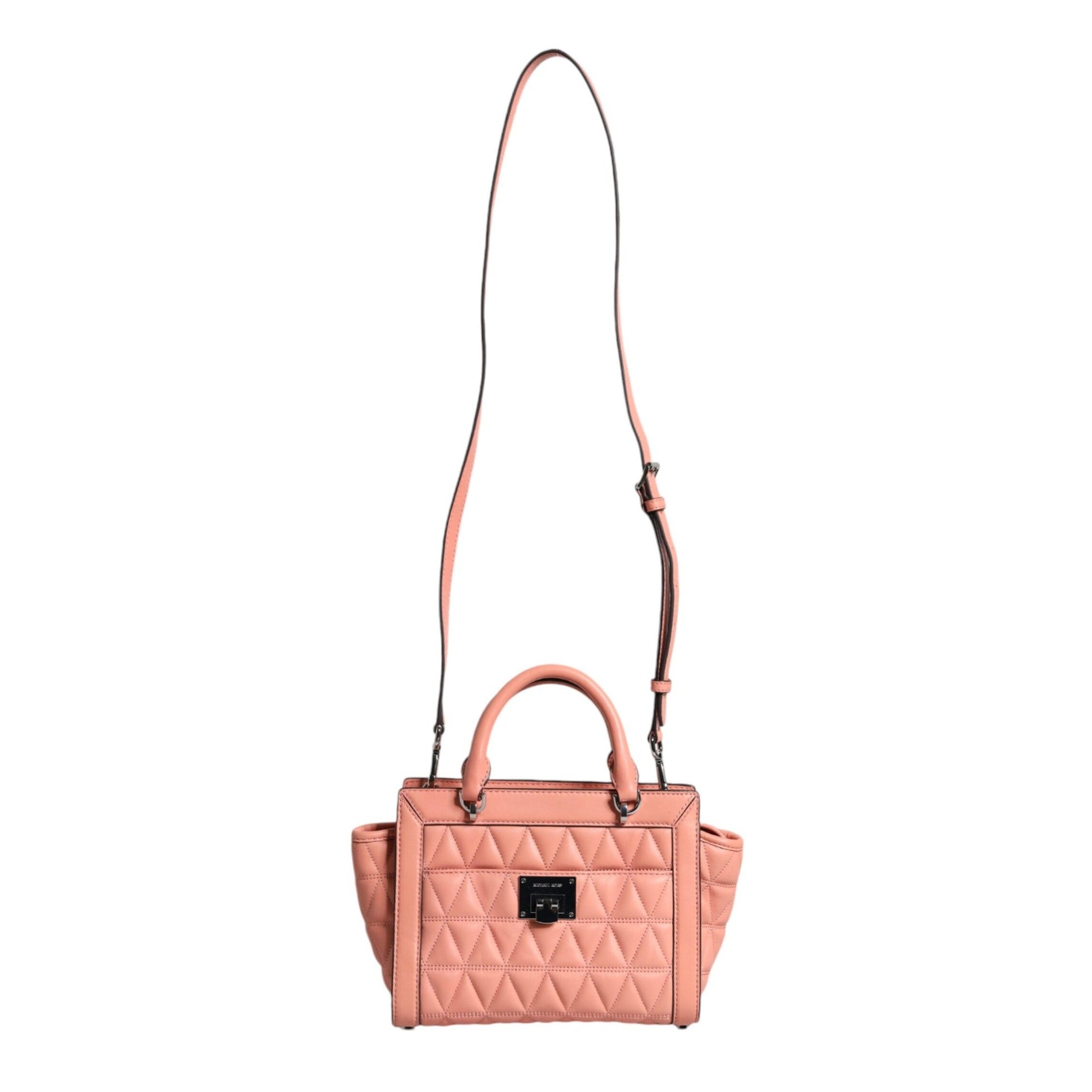 Peach Quilted Leather Logo Crossbody VIVIANNE Messenger Bag