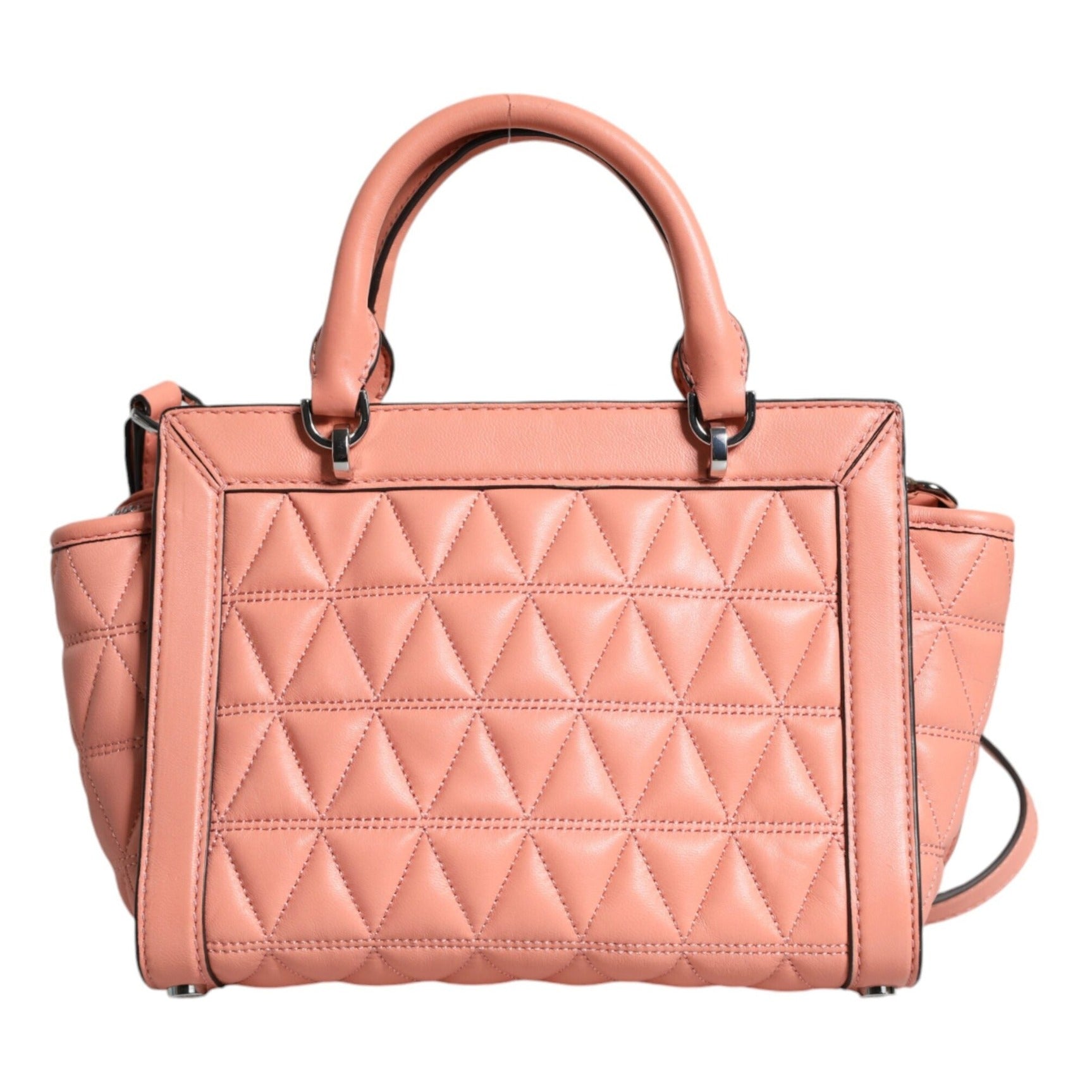 Peach Quilted Leather Logo Crossbody VIVIANNE Messenger Bag